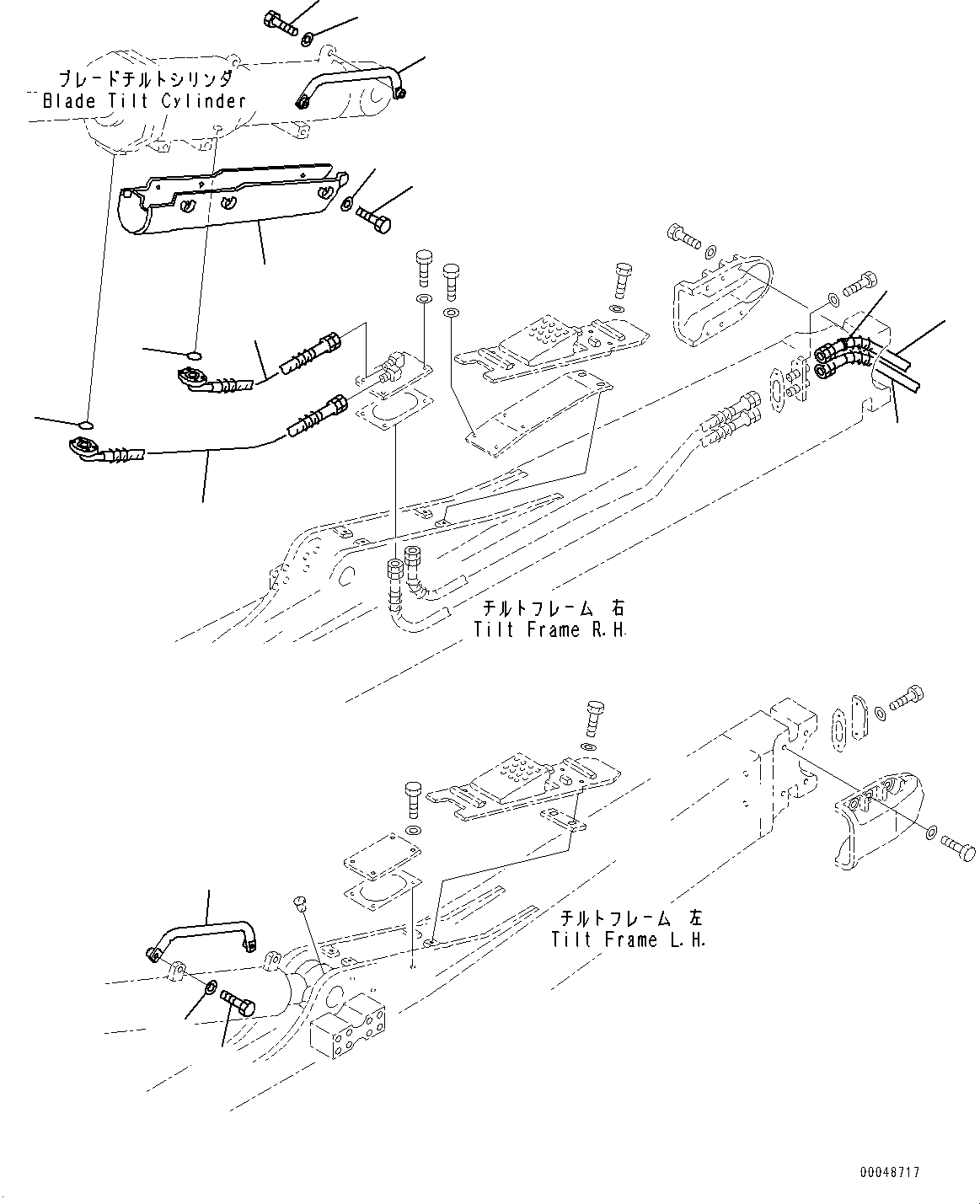 Komatsu parts book diagram for D375A-6 S/N 62001-UP (Mining Specification): DOZER BLADE TILT CYLINDER PIPING, (#60001-60606)