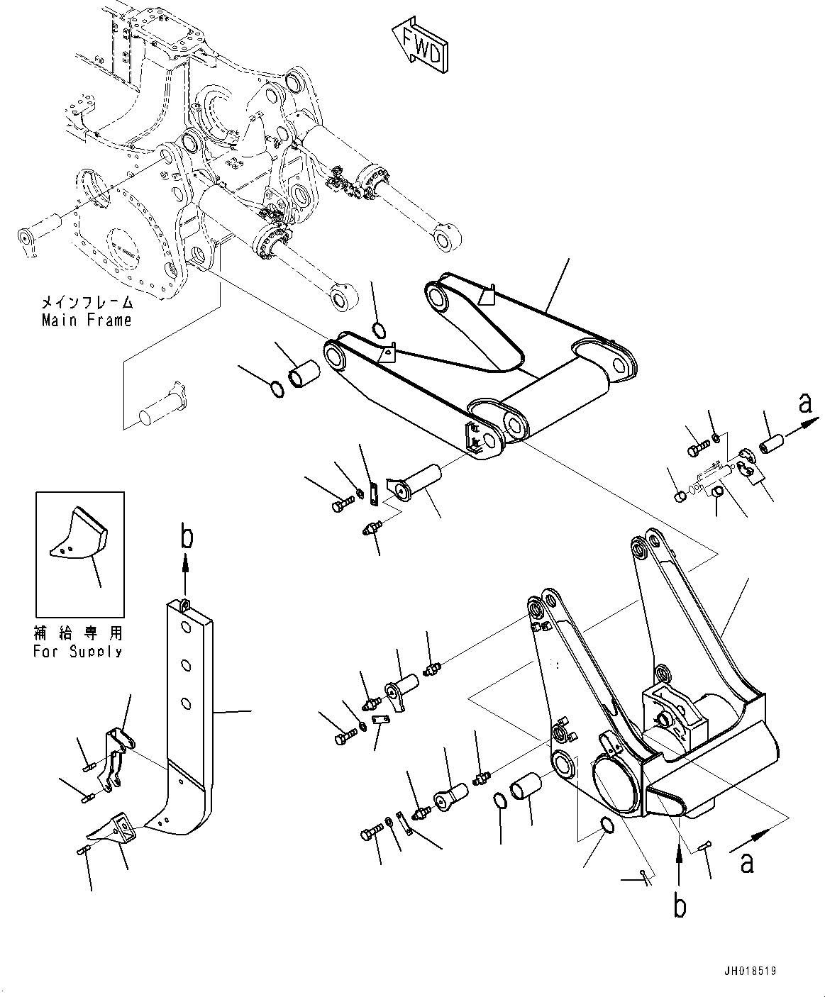 Komatsu parts book diagram for D375A-6 S/N 62001-UP (Mining Specification): RIPPER, BEAM AND ARM (VARIABLE DIGGING ANGLE GIANT RIPPER, SHORT PROTECTOR, PUSHER BLOCK)(#60341-60340)
