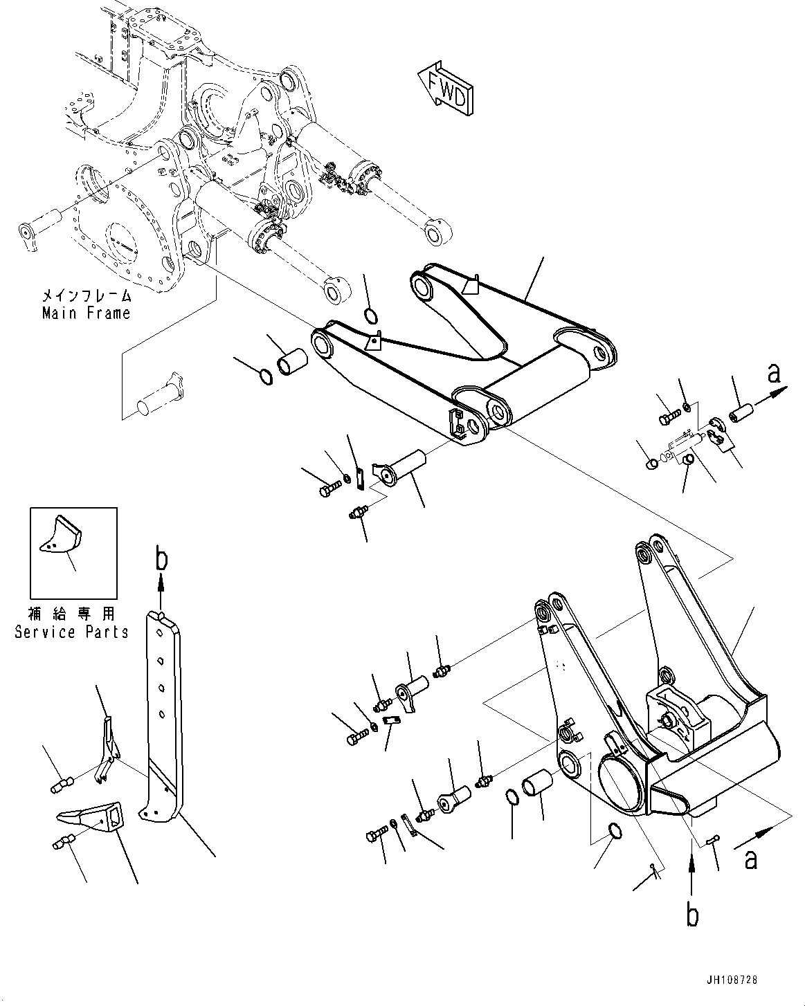 Komatsu parts book diagram for D375A-6 S/N 62001-UP (Mining Specification): RIPPER, BEAM AND ARM (VARIABLE DIGGING ANGLE GIANT RIPPER, SHORT PROTECTOR, PUSHER BLOCK)(#60341-)