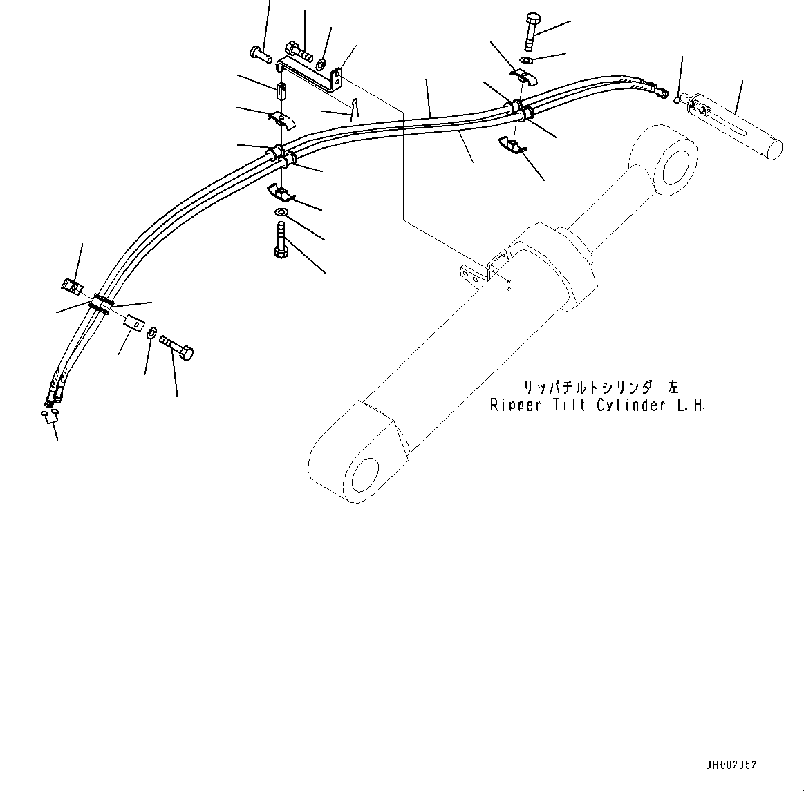 Komatsu parts book diagram for D375A-6 S/N 62001-UP (Mining Specification): RIPPER, PIN PULLER CYLINDER PIPING (VARIABLE DIGGING ANGLE GIANT TYPE, COLD AREA SPECIFICATION FOR CHINA)(#60309-)