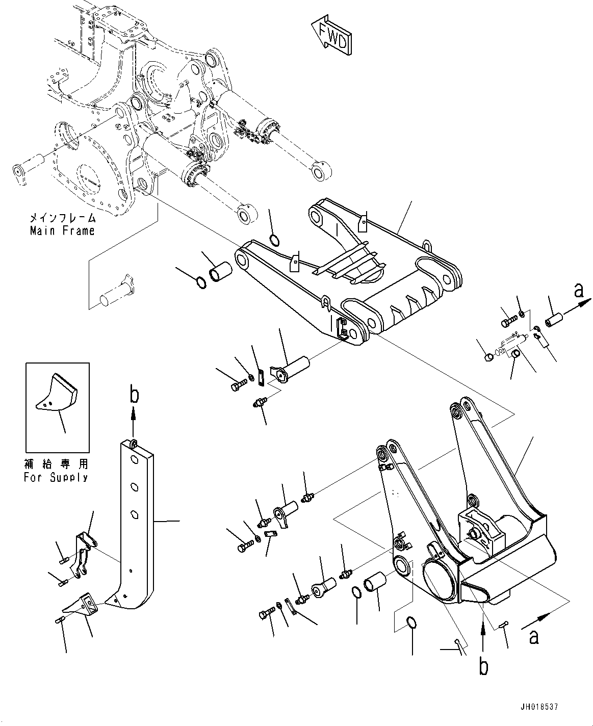 Komatsu parts book diagram for D375A-6 S/N 62001-UP (Mining Specification): RIPPER, BEAM AND ARM (VARIABLE DIGGING ANGLE GIANT TYPE, COLD AREA SPECIFICATION FOR CHINA)(#60341-)
