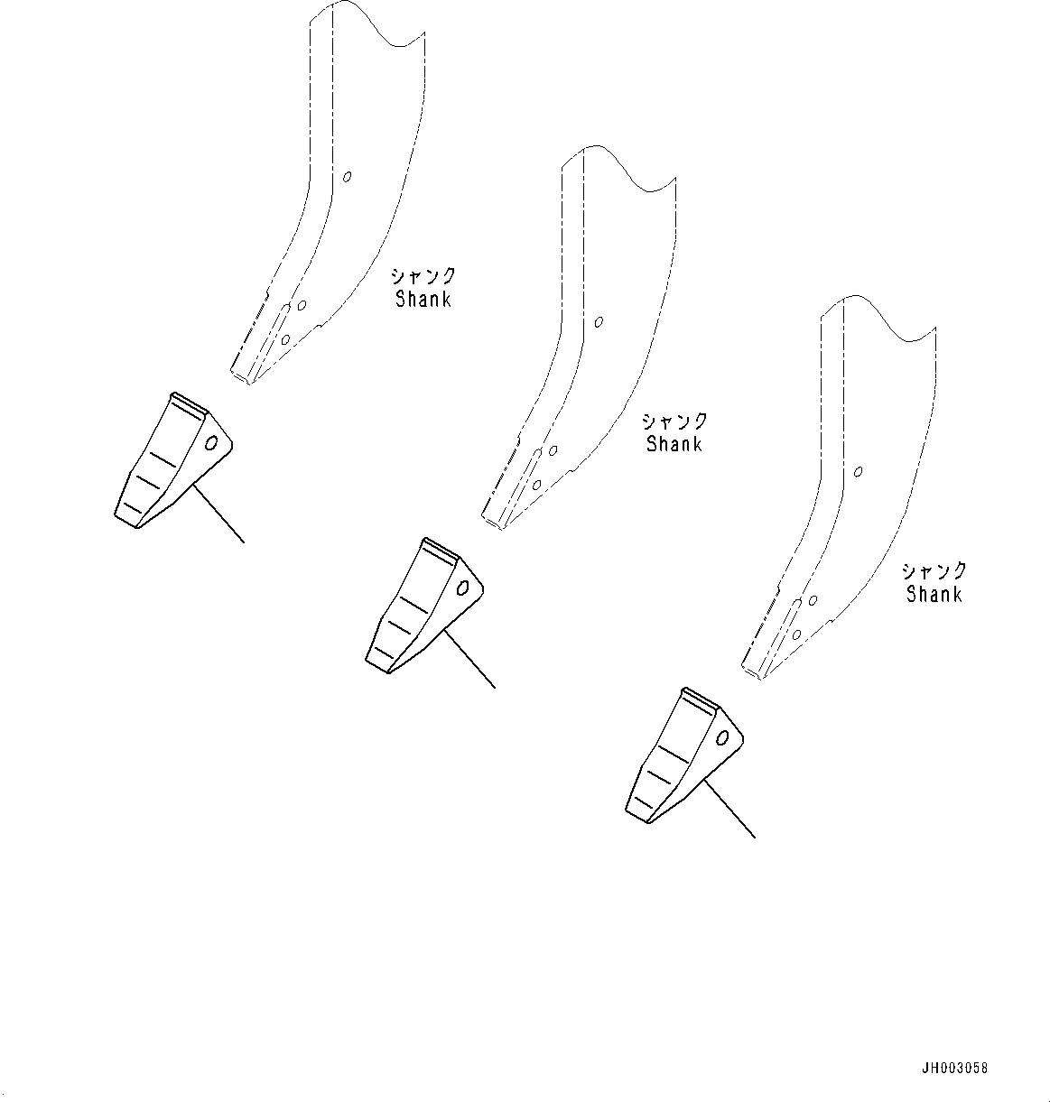 Komatsu parts book diagram for D375A-6 S/N 62001-UP (Mining Specification): RIPPER POINT, (POINT FOR LIMESTONE, ASYMMETRICAL SHAPE)(#60001-)