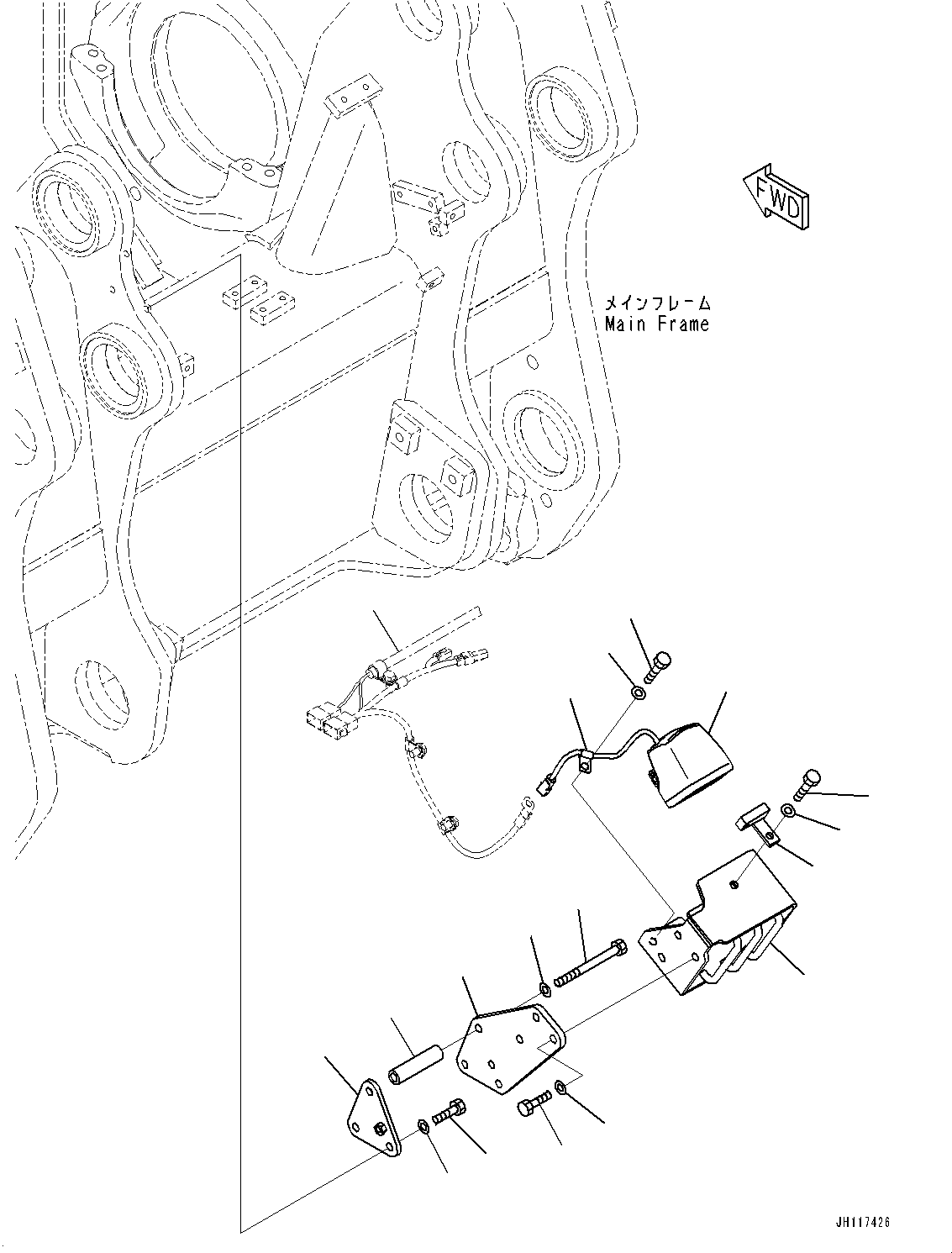 Komatsu parts book diagram for D375A-6 S/N 62001-UP (Mining Specification): RIPPER POINT LAMP, (#62001-)