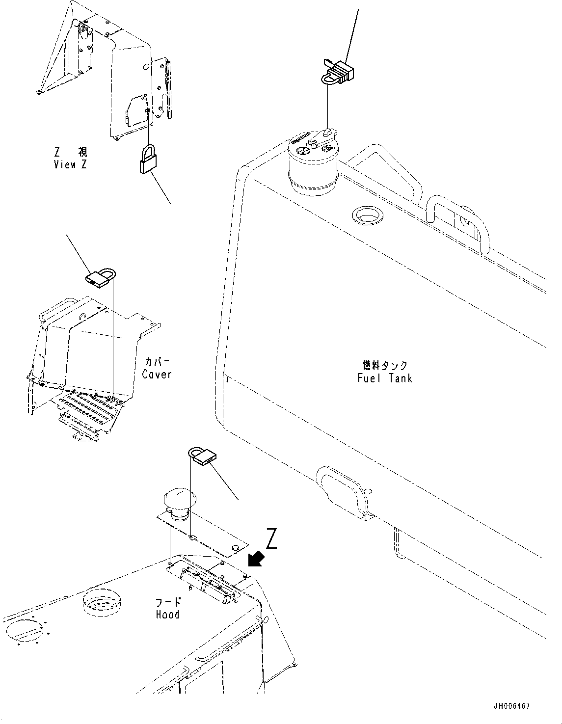 Komatsu parts book diagram for D375A-6 S/N 62001-UP (Mining Specification): VANDALISM PROTECTION LOCK, (#60001-)