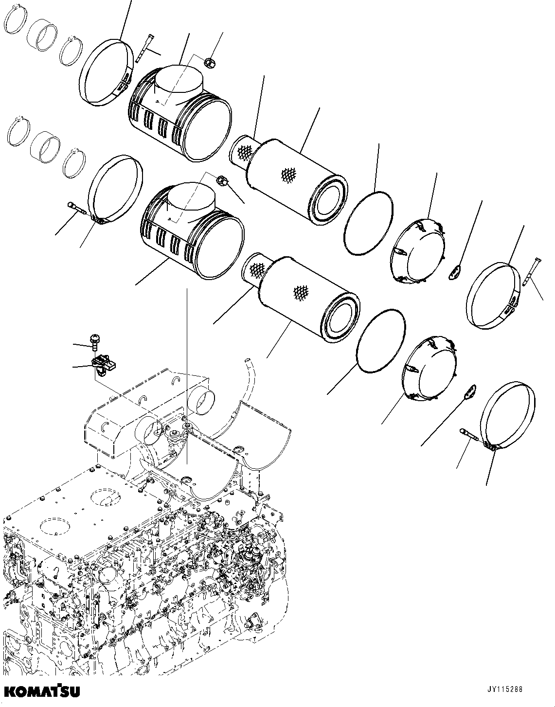 Komatsu parts book diagram for D375AI-8 S/N 81001-UP: AIR INTAKE DUCT, INNER PARTS(#81001-)