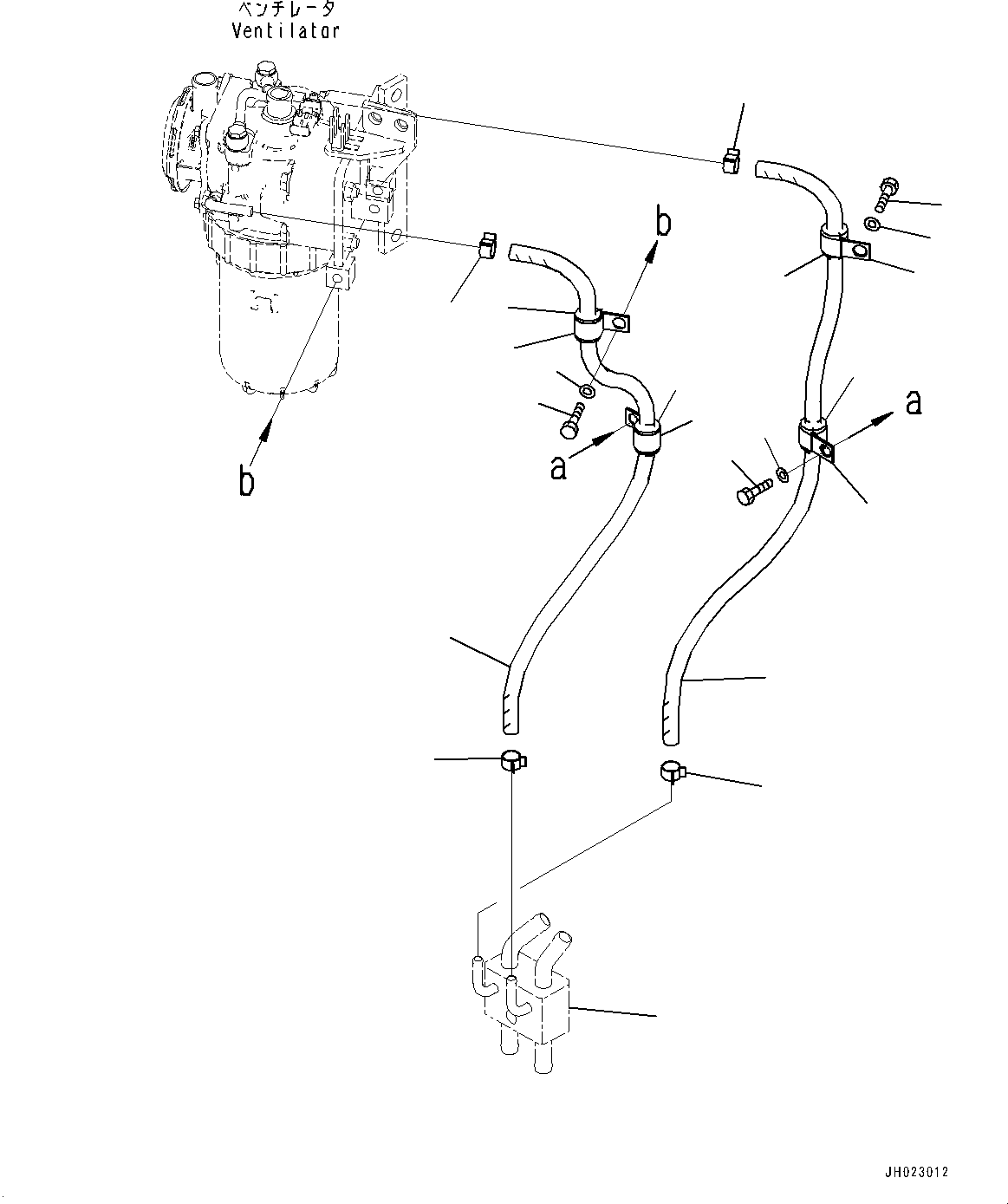 Komatsu parts book diagram for D375AI-8 S/N 81001-UP: KOMATSU CLOSED CRANKCASE VENTILATION (KCCV), COOLANT PIPING(#80015-)