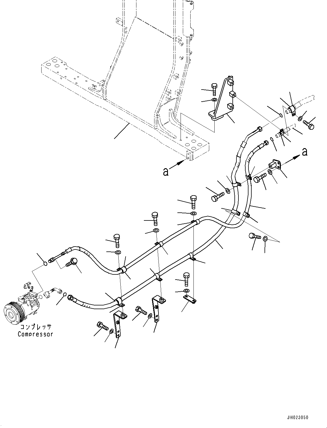Komatsu parts book diagram for D375AI-8 S/N 81001-UP: AIR CONDITIONER COMPRESSOR, AIR CONDITIONER PIPING(#80001-)