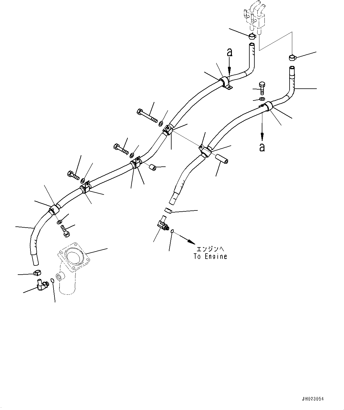 Komatsu parts book diagram for D375AI-8 S/N 81001-UP: HEATER PIPING, HOSE AND CLAMP(#80015-)