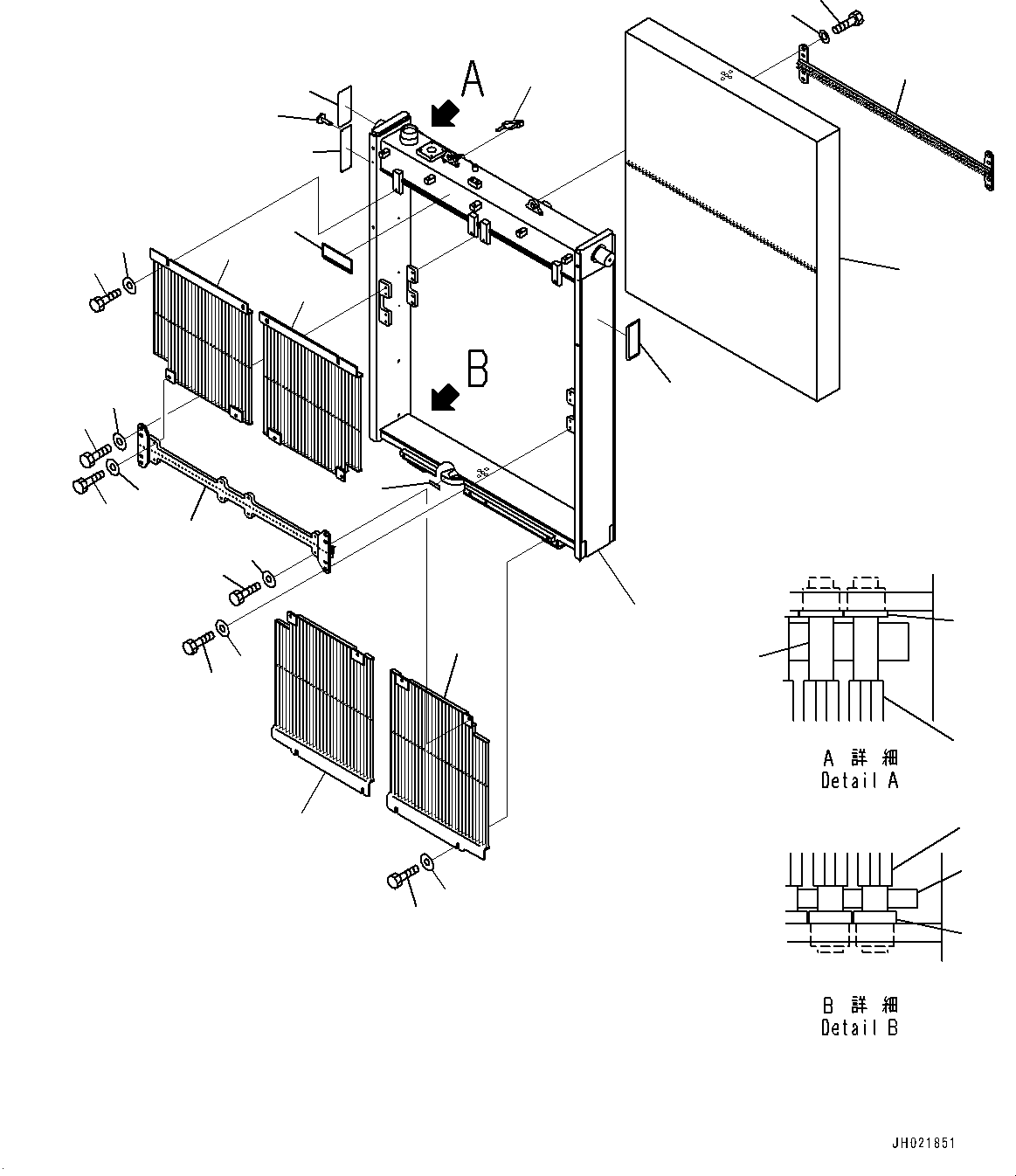 Komatsu parts book diagram for D375AI-8 S/N 81001-UP: COOLING SYSTEM, RADIATOR(#81001-)