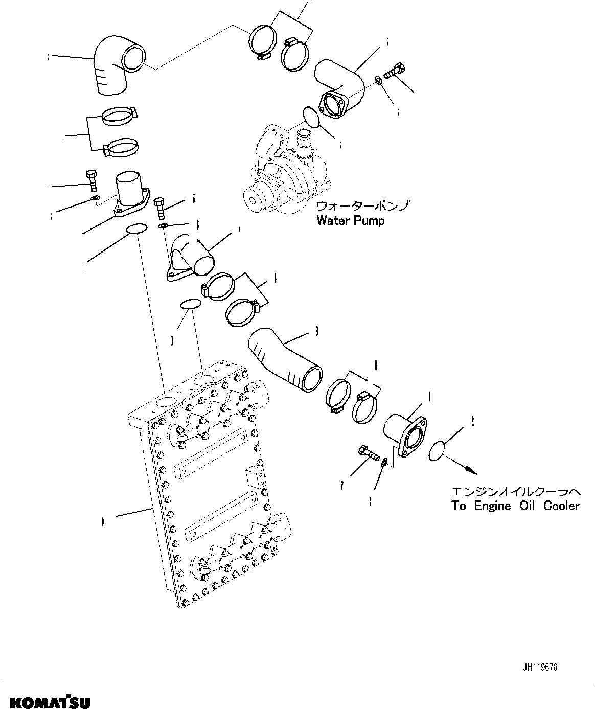Komatsu parts book diagram for D375AI-8 S/N 81001-UP: COOLING PIPING, PIPING (2/2)(#81001-)