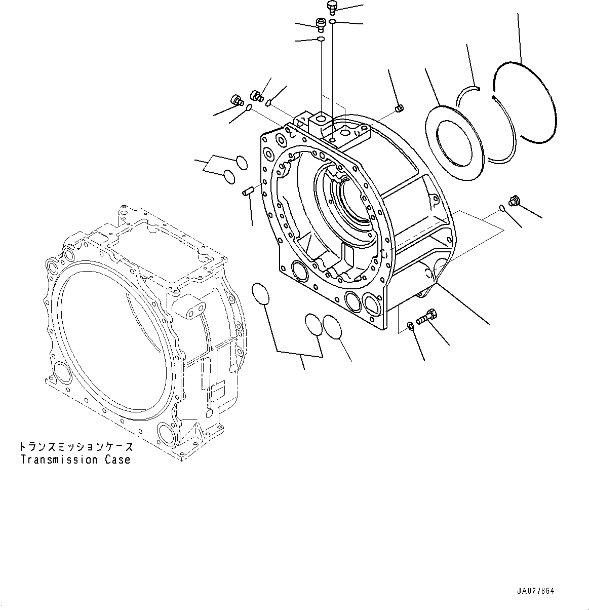 Komatsu parts book diagram for D375AI-8 S/N 81001-UP: POWER TRAIN, TRANSFER CASE(#80015-)