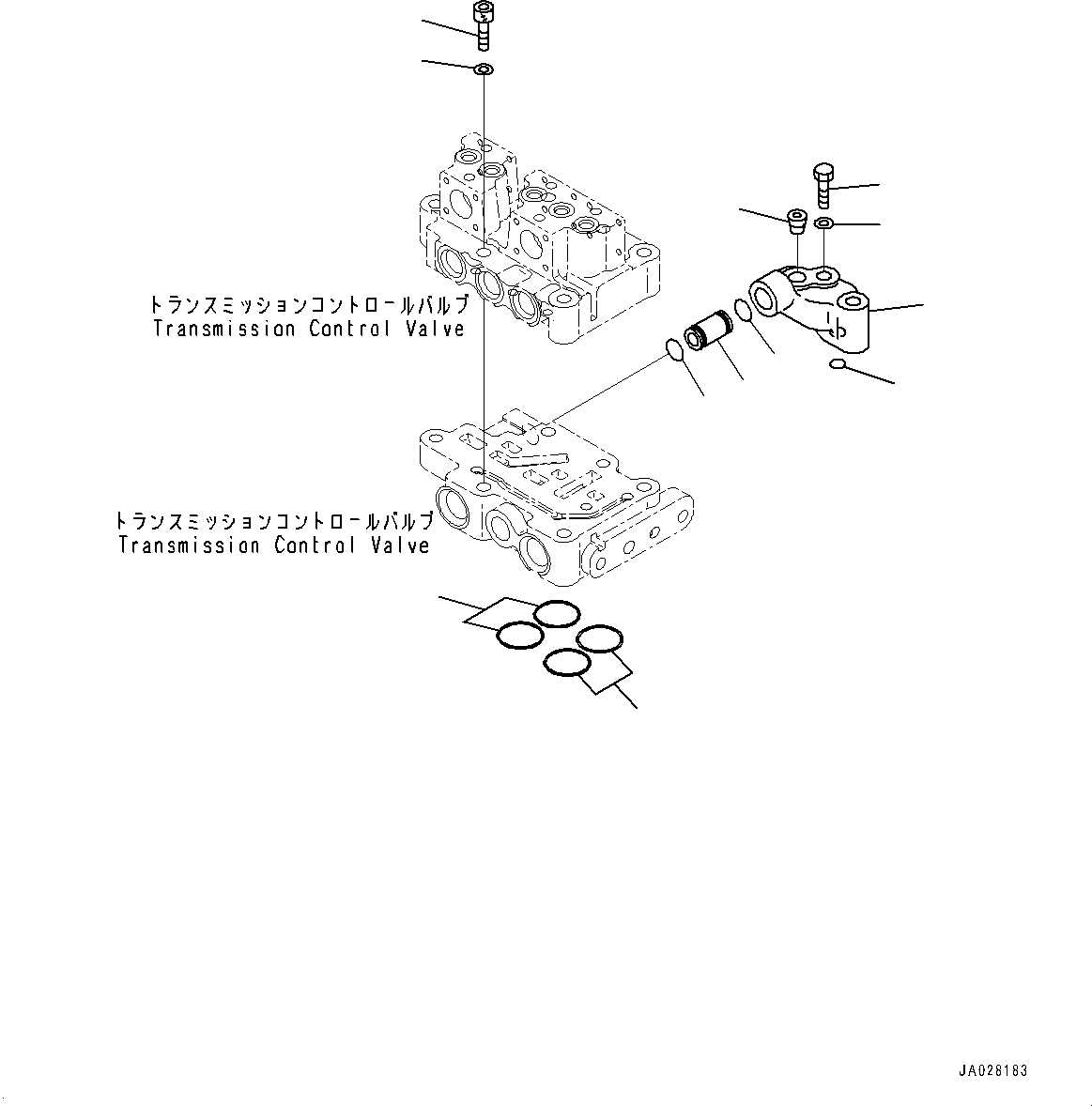 Komatsu parts book diagram for D375AI-8 S/N 81001-UP: POWER TRAIN, TRANSMISSION E.C.M.V. VALVE MOUNTING (2/2)(#80015-)