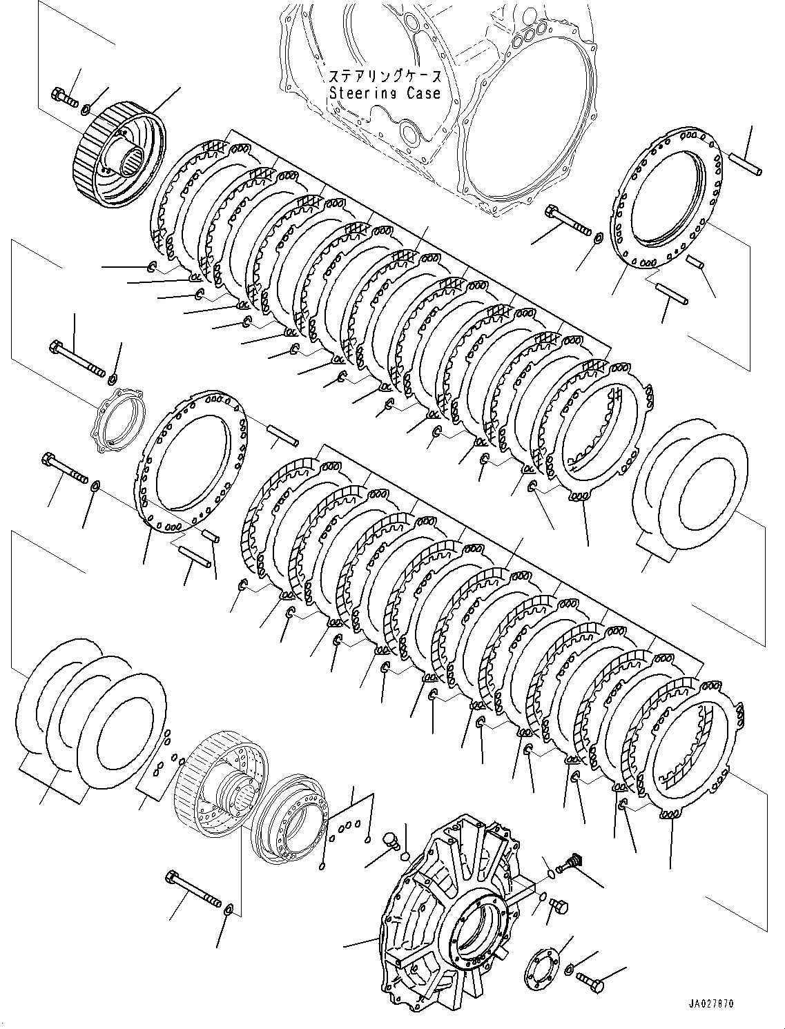 Komatsu parts book diagram for D375AI-8 S/N 81001-UP: POWER TRAIN, STEERING CLUTCH AND STEERING BRAKE (1/2)(#80015-)