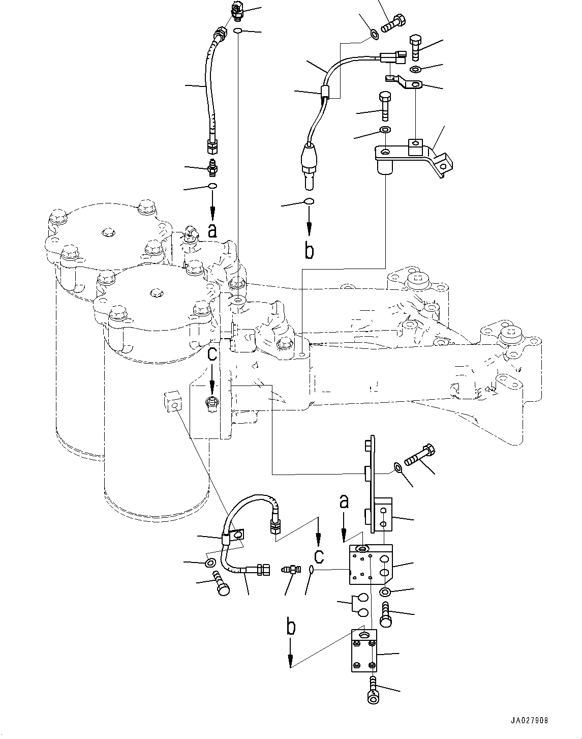 Komatsu parts book diagram for D375AI-8 S/N 81001-UP: POWER TRAIN, SENSOR AND MOUNTING(#80015-)
