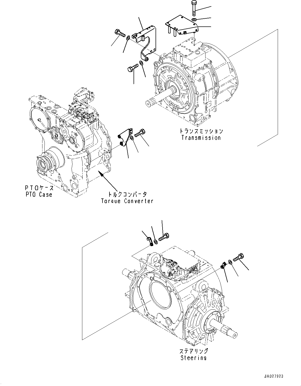 Komatsu parts book diagram for D375AI-8 S/N 81001-UP: POWER TRAIN, BRACKET(#80015-)