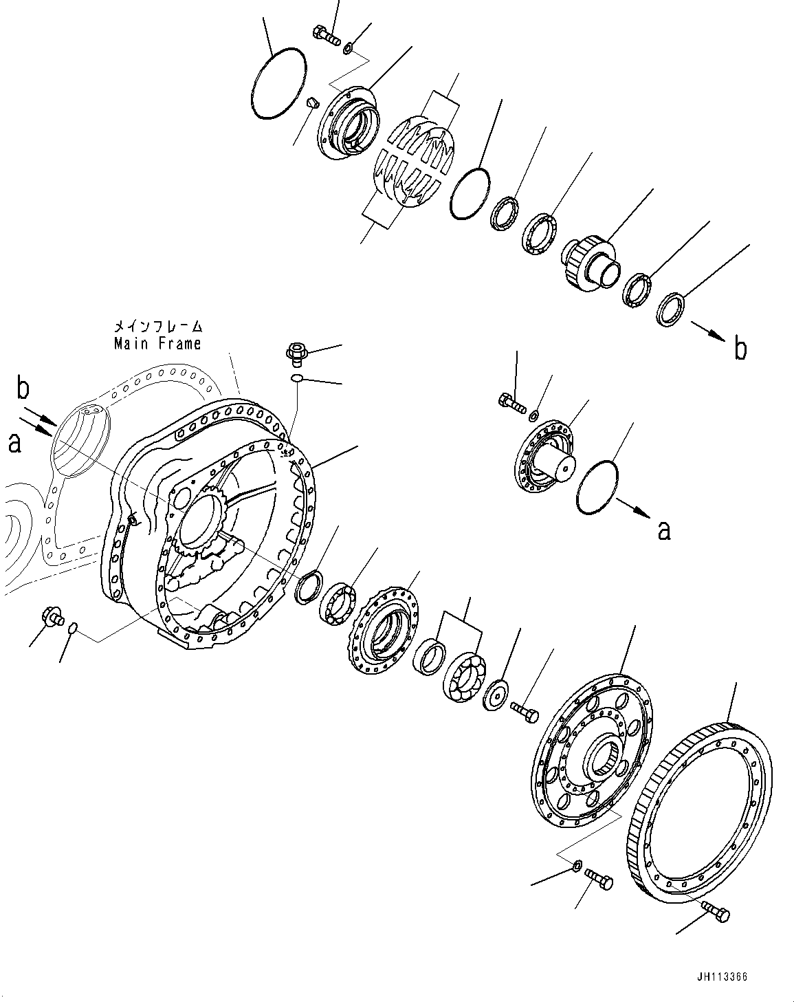Komatsu parts book diagram for D375AI-8 S/N 81001-UP: FINAL DRIVE, FINAL GEAR CASE L.H.(#81001-)