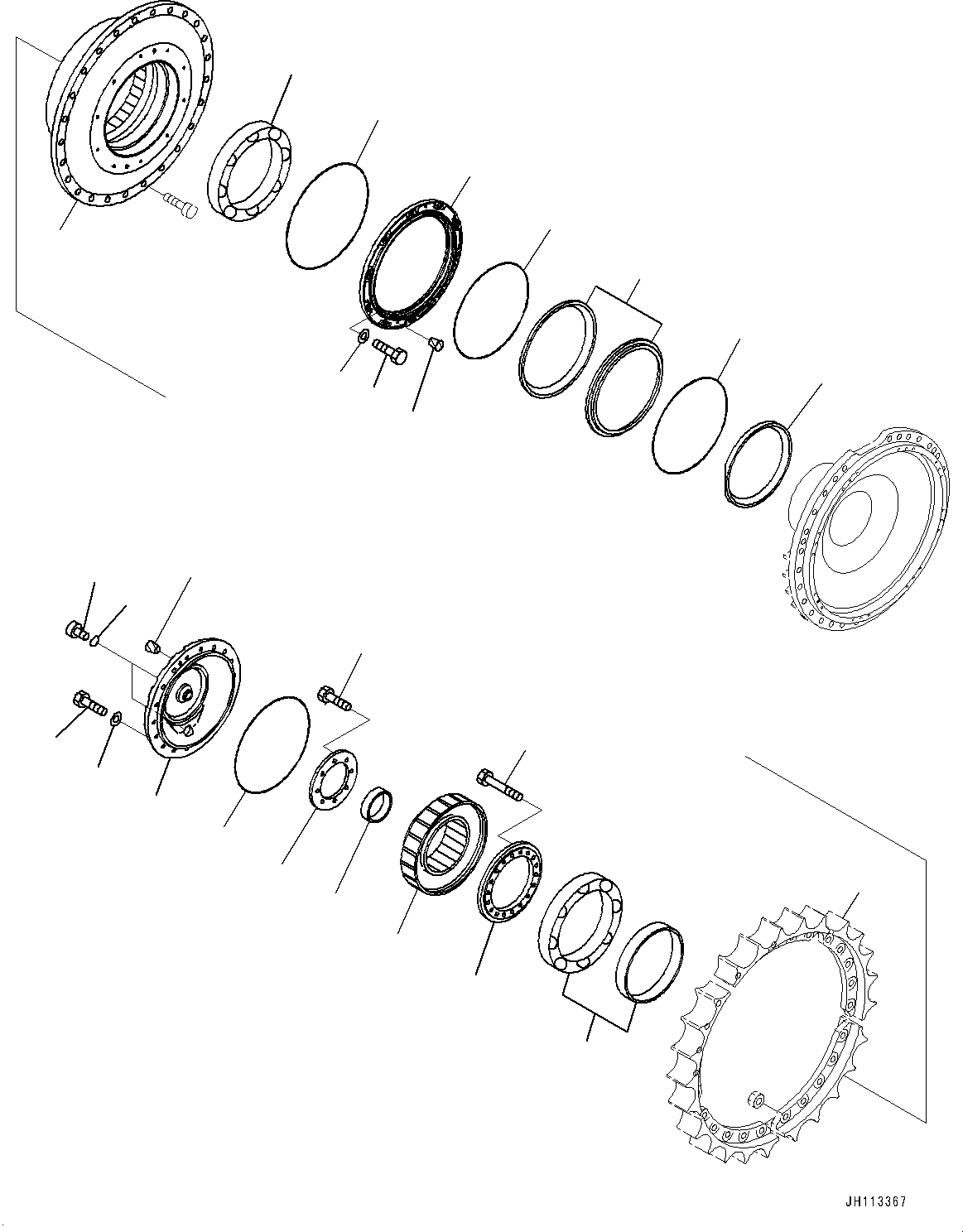 Komatsu parts book diagram for D375AI-8 S/N 81001-UP: FINAL DRIVE, SPROCKET DRUM R.H.(#81001-)