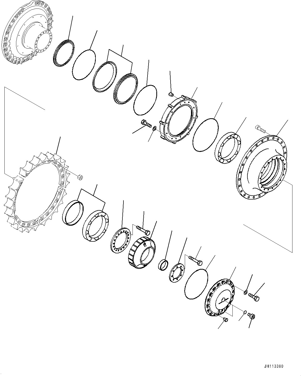 Komatsu parts book diagram for D375AI-8 S/N 81001-UP: FINAL DRIVE, SPROCKET DRUM L.H. (FOR MUDDY LAND)(#81001-)
