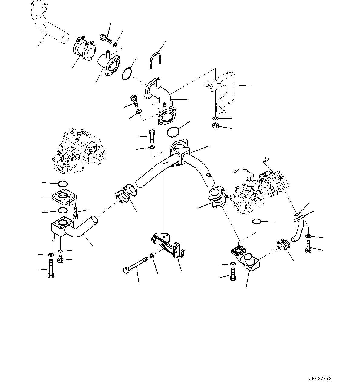 Komatsu parts book diagram for D375AI-8 S/N 81001-UP: HYDRAULIC PUMP PIPING, SUCTION PIPING(#80015-)