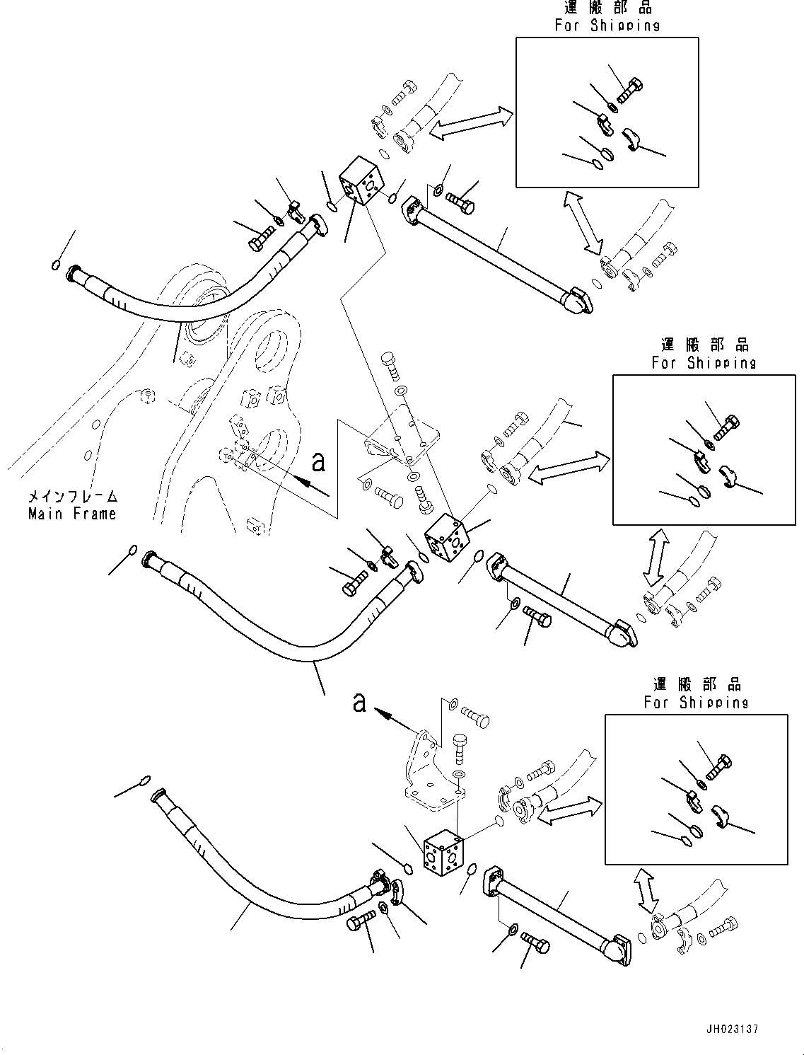 Komatsu parts book diagram for D375AI-8 S/N 81001-UP: RIPPER PIPING, RETURN PIPING (1/2)(#80231-)