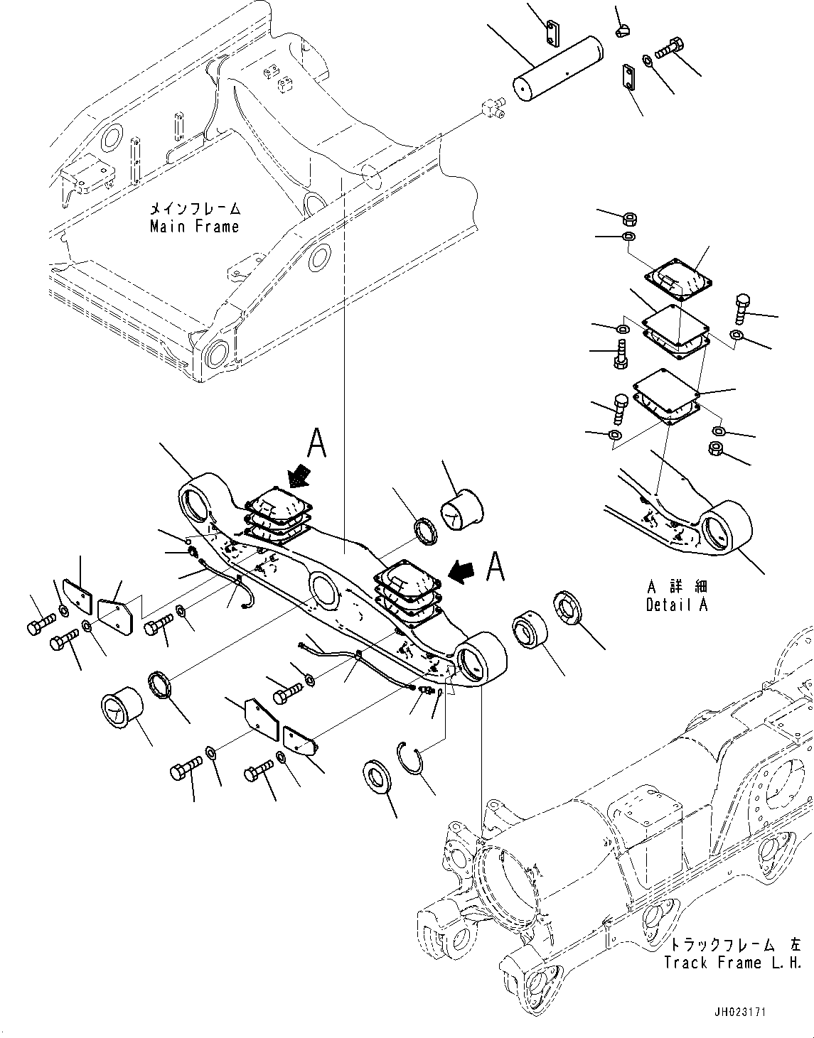 Komatsu parts book diagram for D375AI-8 S/N 81001-UP: EQUALIZER BAR AND PIVOT SHAFT, EQUALIZER BAR(#80015-)