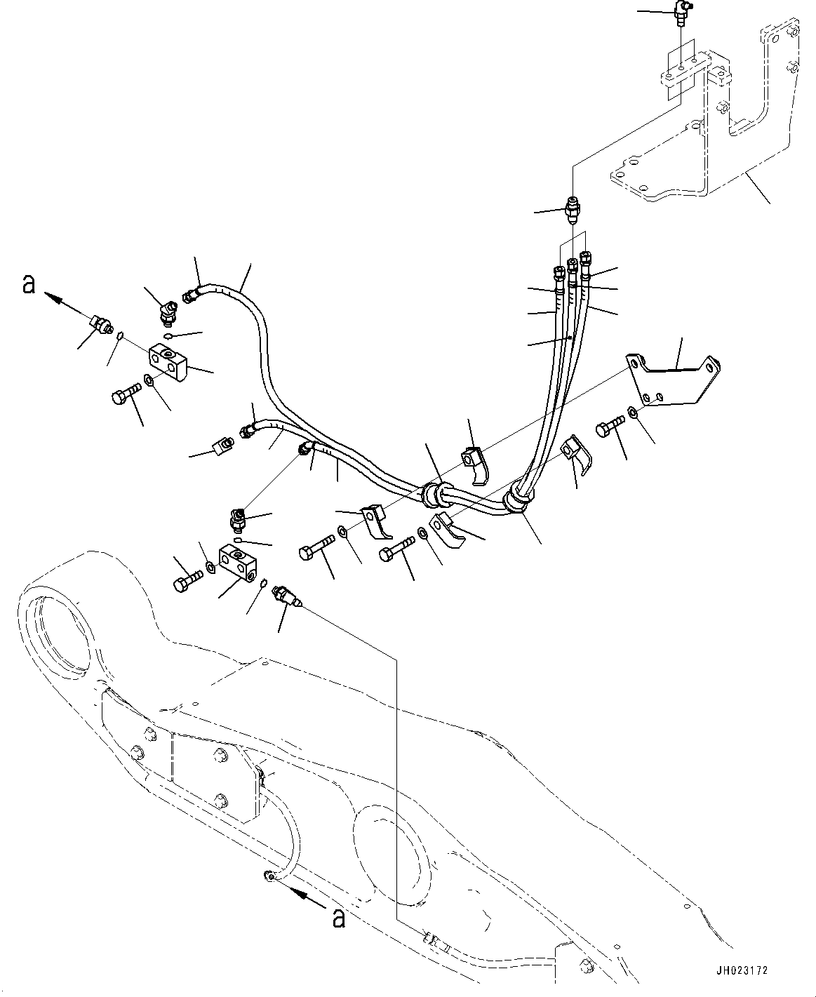 Komatsu parts book diagram for D375AI-8 S/N 81001-UP: EQUALIZER BAR AND PIVOT SHAFT, LUBRICATION(#80015-)