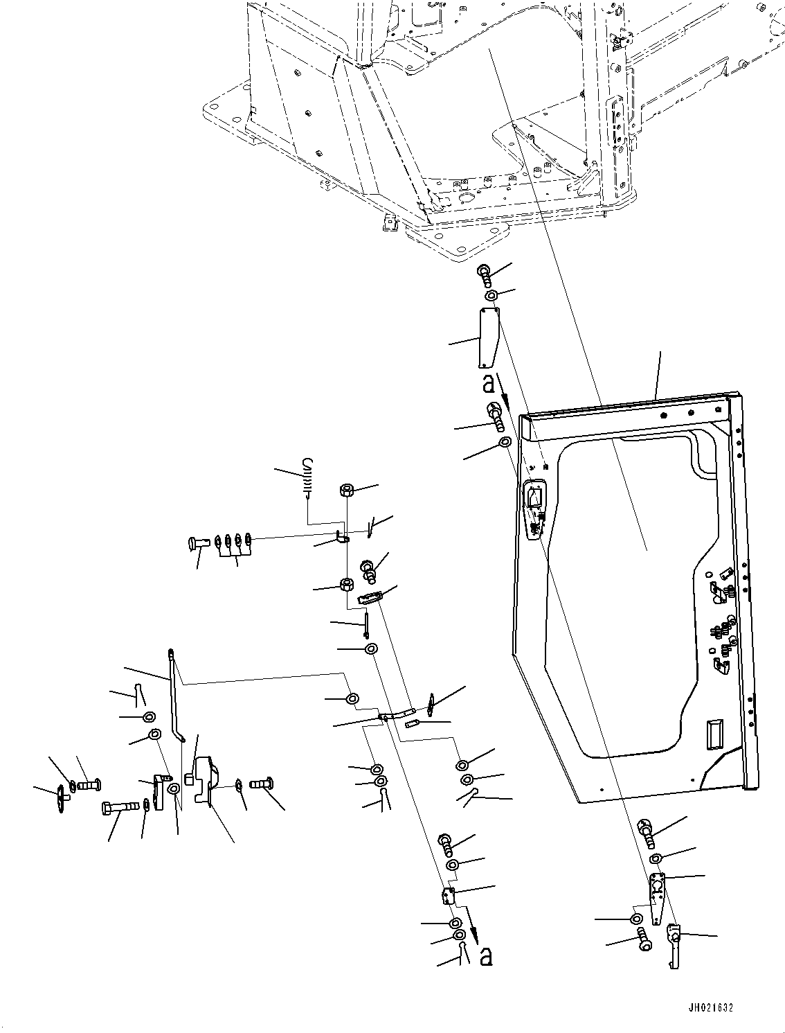 Komatsu parts book diagram for D375AI-8 S/N 81001-UP: CAB, DOOR, L.H.(#81001-)
