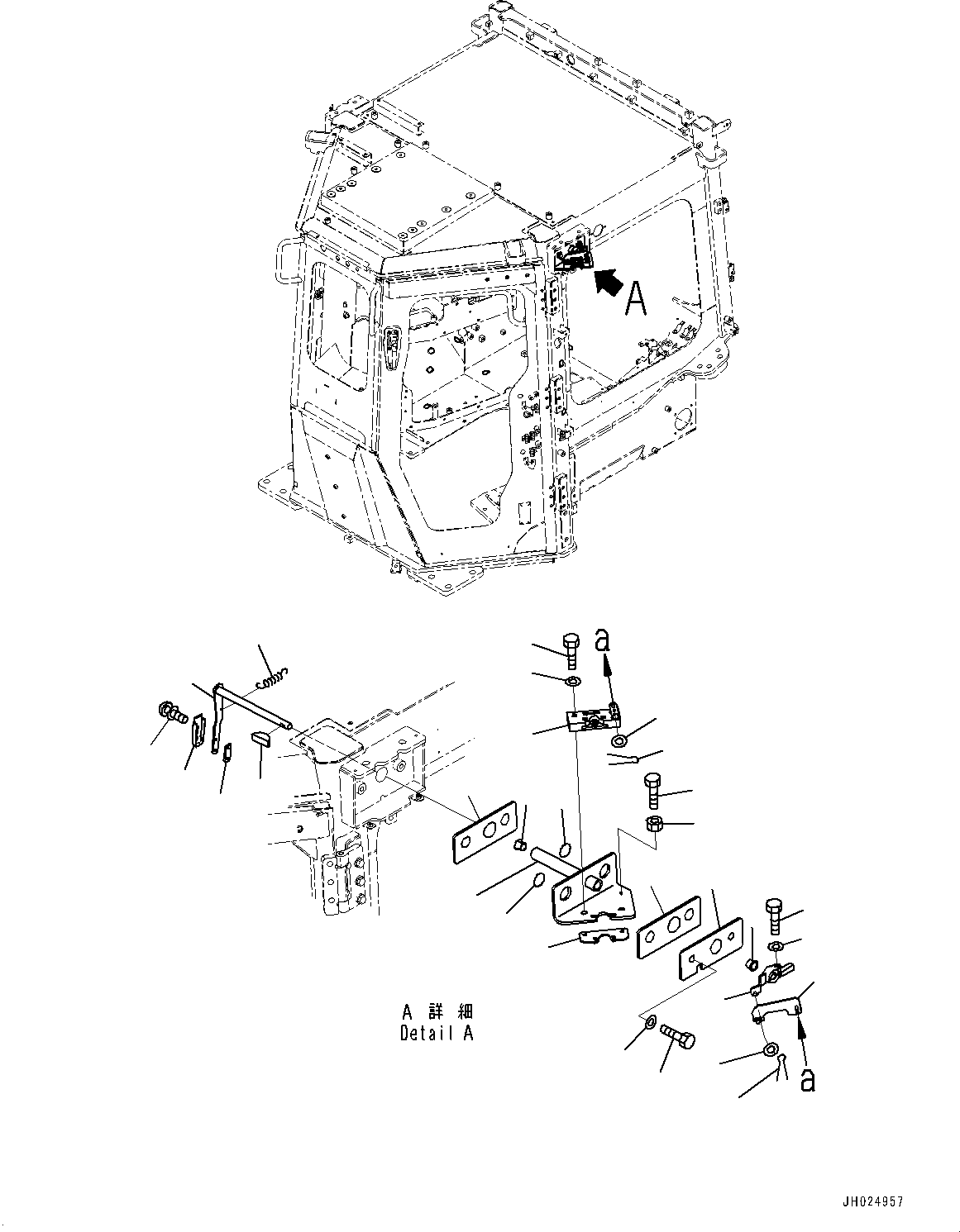 Komatsu parts book diagram for D375AI-8 S/N 81001-UP: CAB, DOOR OPEN LOCK, L.H.(#81001-)