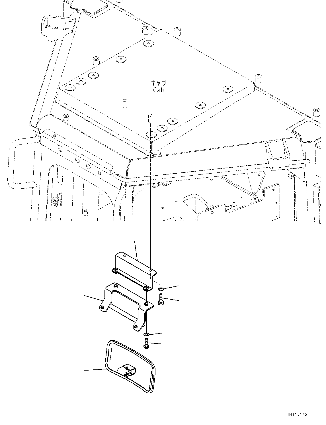 Komatsu parts book diagram for D375AI-8 S/N 81001-UP: CAB, MIRROR(#81001-)