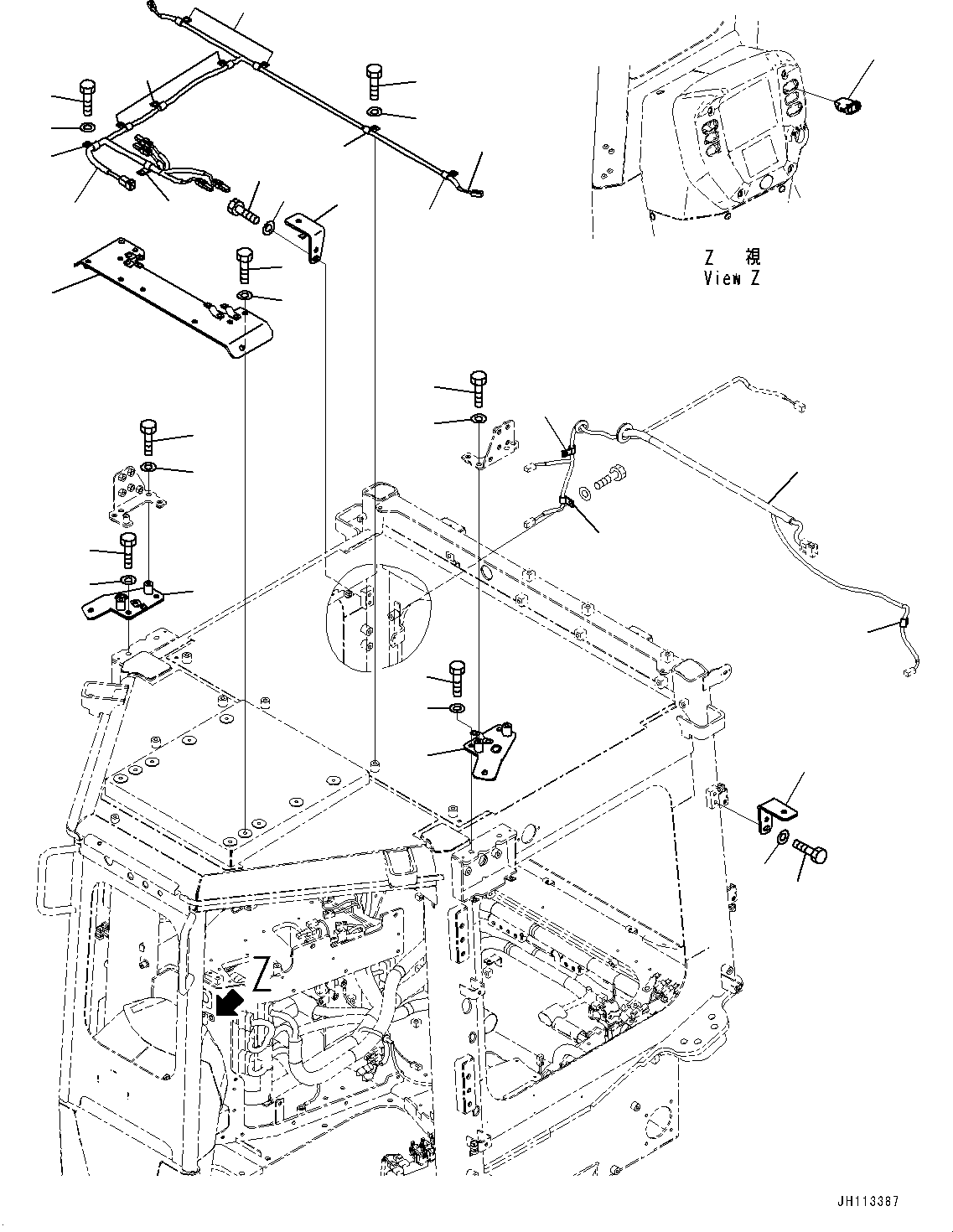 Komatsu parts book diagram for D375AI-8 S/N 81001-UP: CAB, WORKING LAMP BRACKET(#81001-)