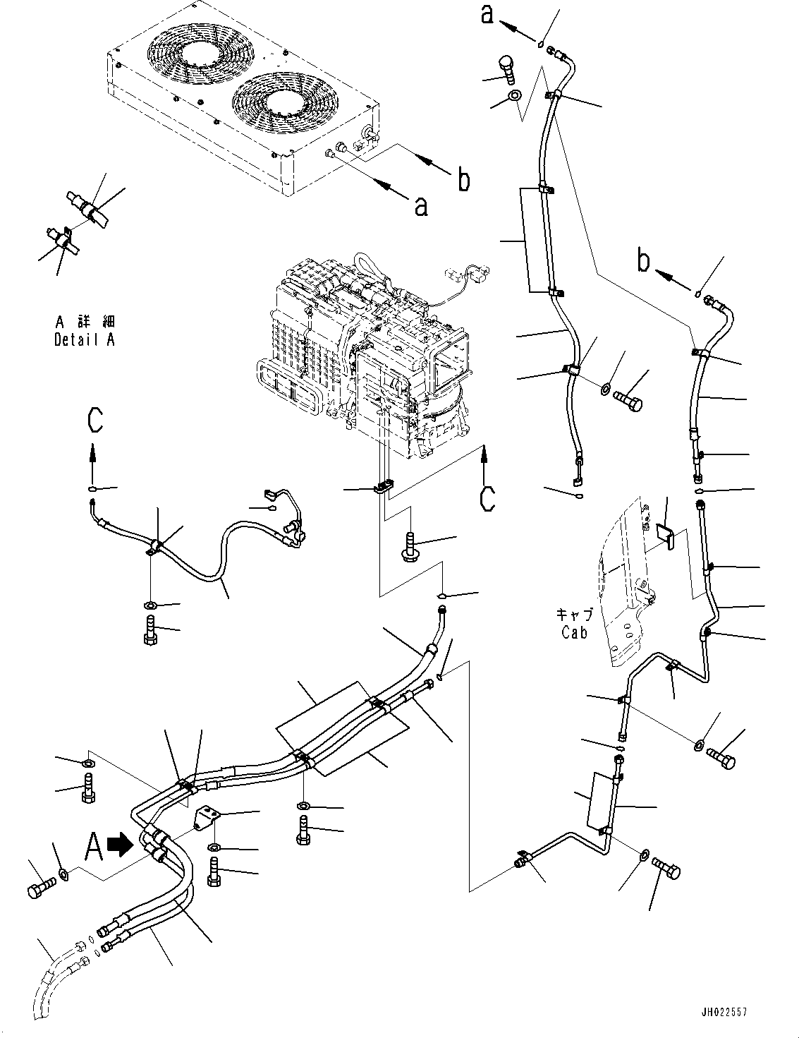 Komatsu parts book diagram for D375AI-8 S/N 81001-UP: CONTROL UNIT, AIR CONDITIONER PIPING (1/2)(#81001-)