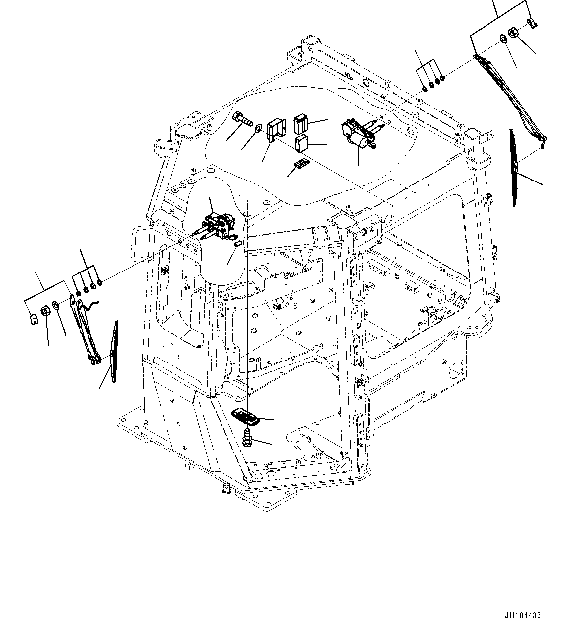 Komatsu parts book diagram for D375AI-8 S/N 81001-UP: CAB ELECTRICAL UNIT, WIPER AND ROOM LAMP(#81001-)