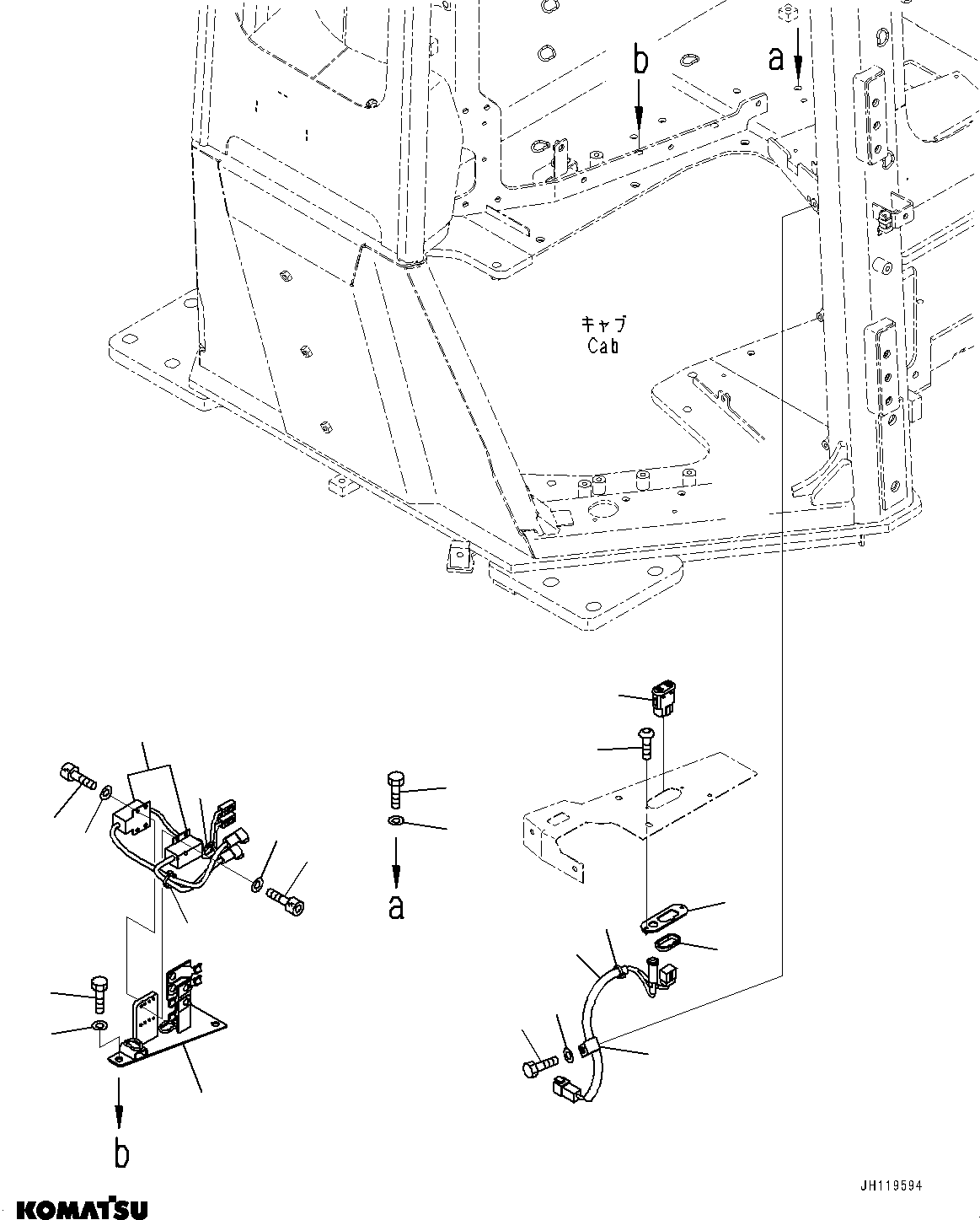 Komatsu parts book diagram for D375AI-8 S/N 81001-UP: CAB ELECTRICAL UNIT, EXHAUST BRACKET(#81001-)