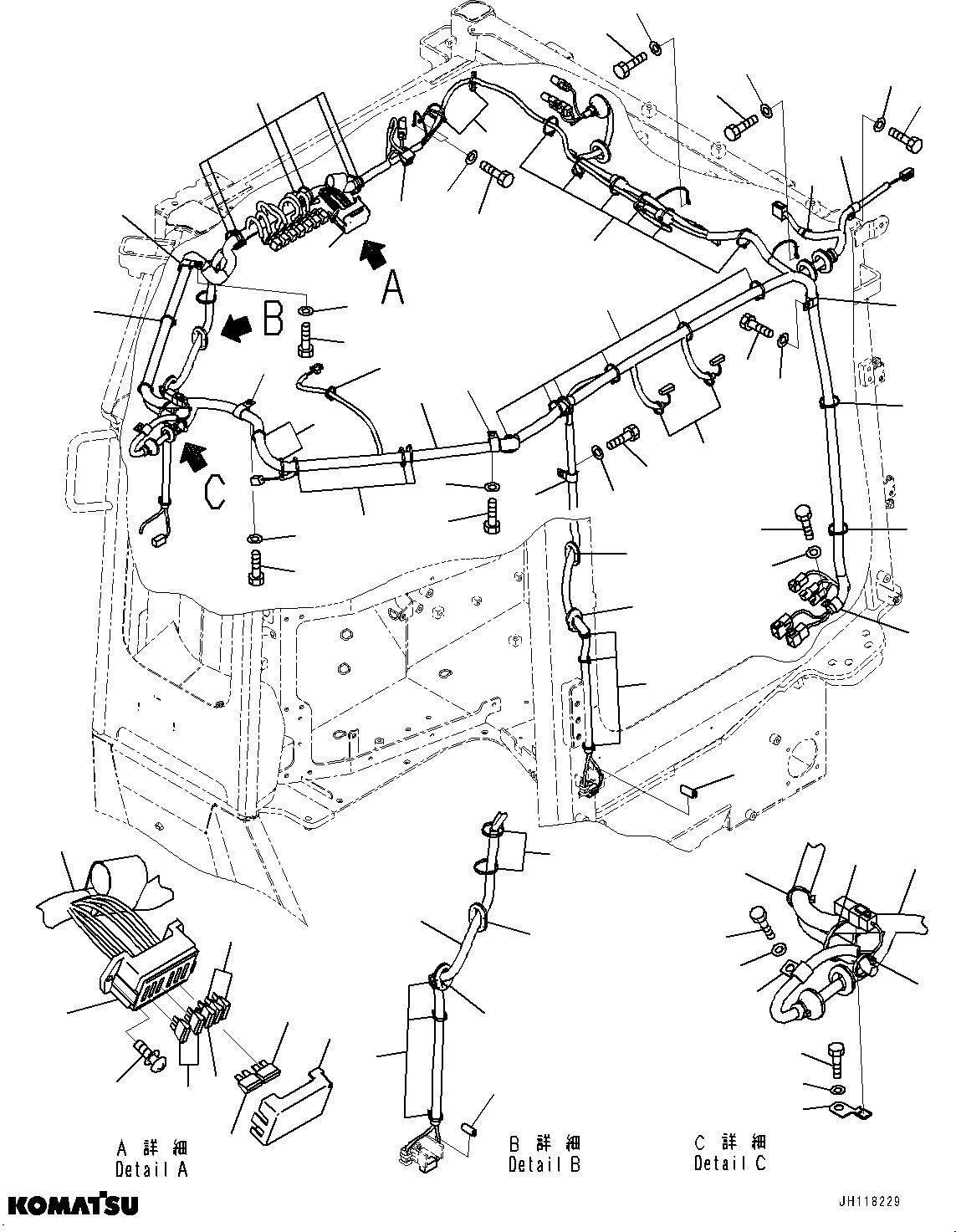 Komatsu parts book diagram for D375AI-8 S/N 81001-UP: CAB ELECTRICAL UNIT, CAB WIRING HARNESS(#81001-)