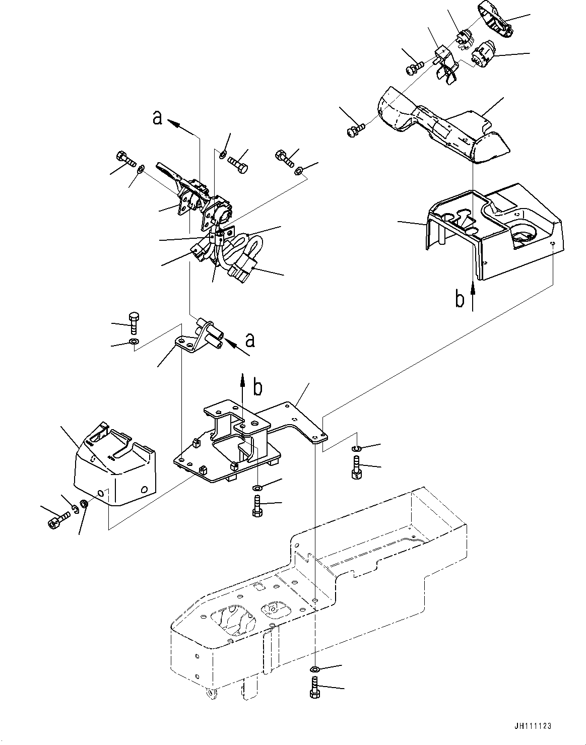 Komatsu parts book diagram for D375AI-8 S/N 81001-UP: CONSOLE RELATED PARTS, TRAVEL CONTROL LEVER(#80213-)