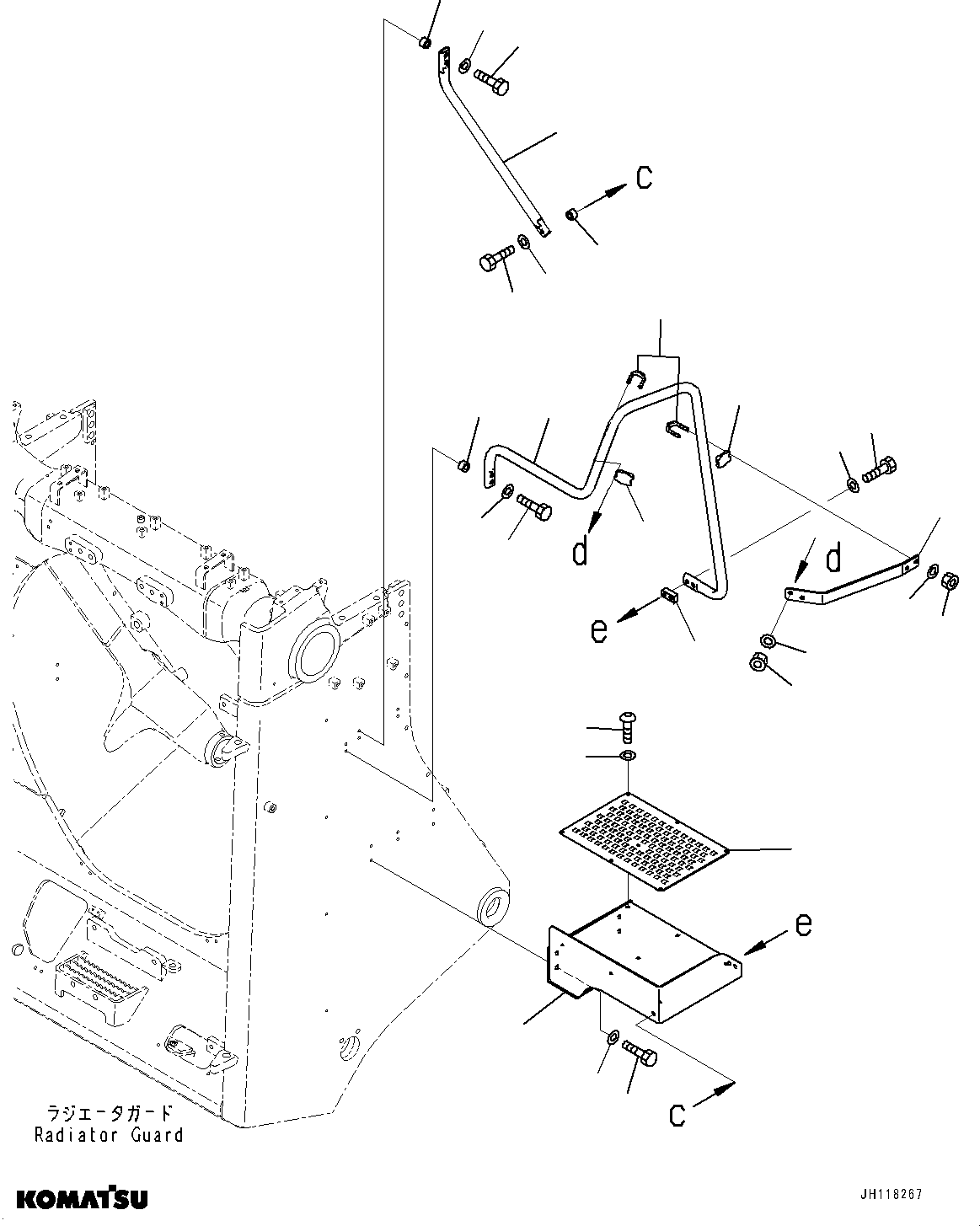 Komatsu parts book diagram for D375AI-8 S/N 81001-UP: RADIATOR GUARD RELATED PARTS, GRIP AND STEP (1/2)(#80223-)