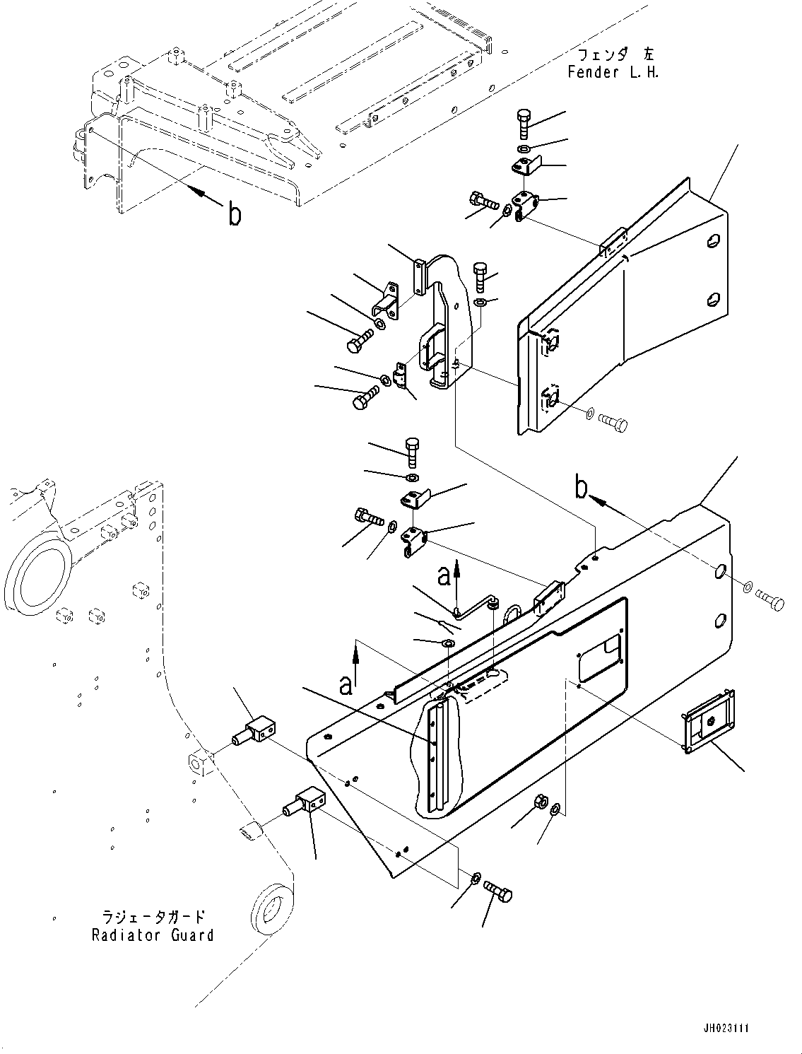 Komatsu parts book diagram for D375AI-8 S/N 81001-UP: ENGINE HOOD AND SIDE COVER GROUP, SIDE COVER BOTTOM, L.H.(#81001-)