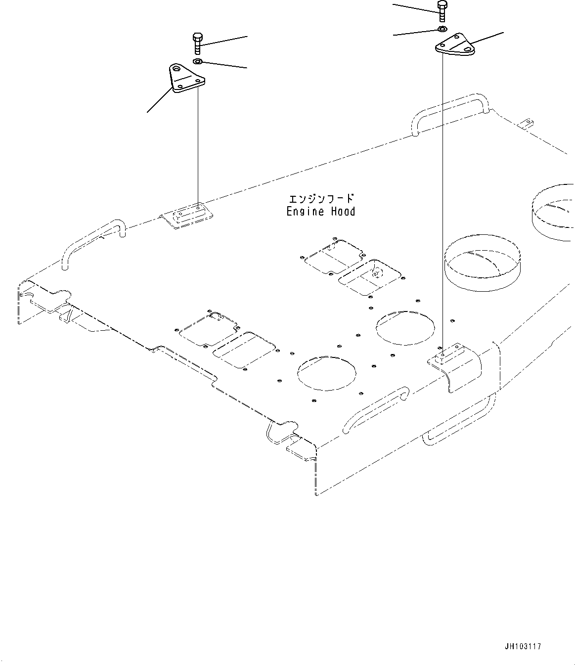 Komatsu parts book diagram for D375AI-8 S/N 81001-UP: ENGINE HOOD AND SIDE COVER GROUP, BRACKET FOR TIE-OFF(#81001-)