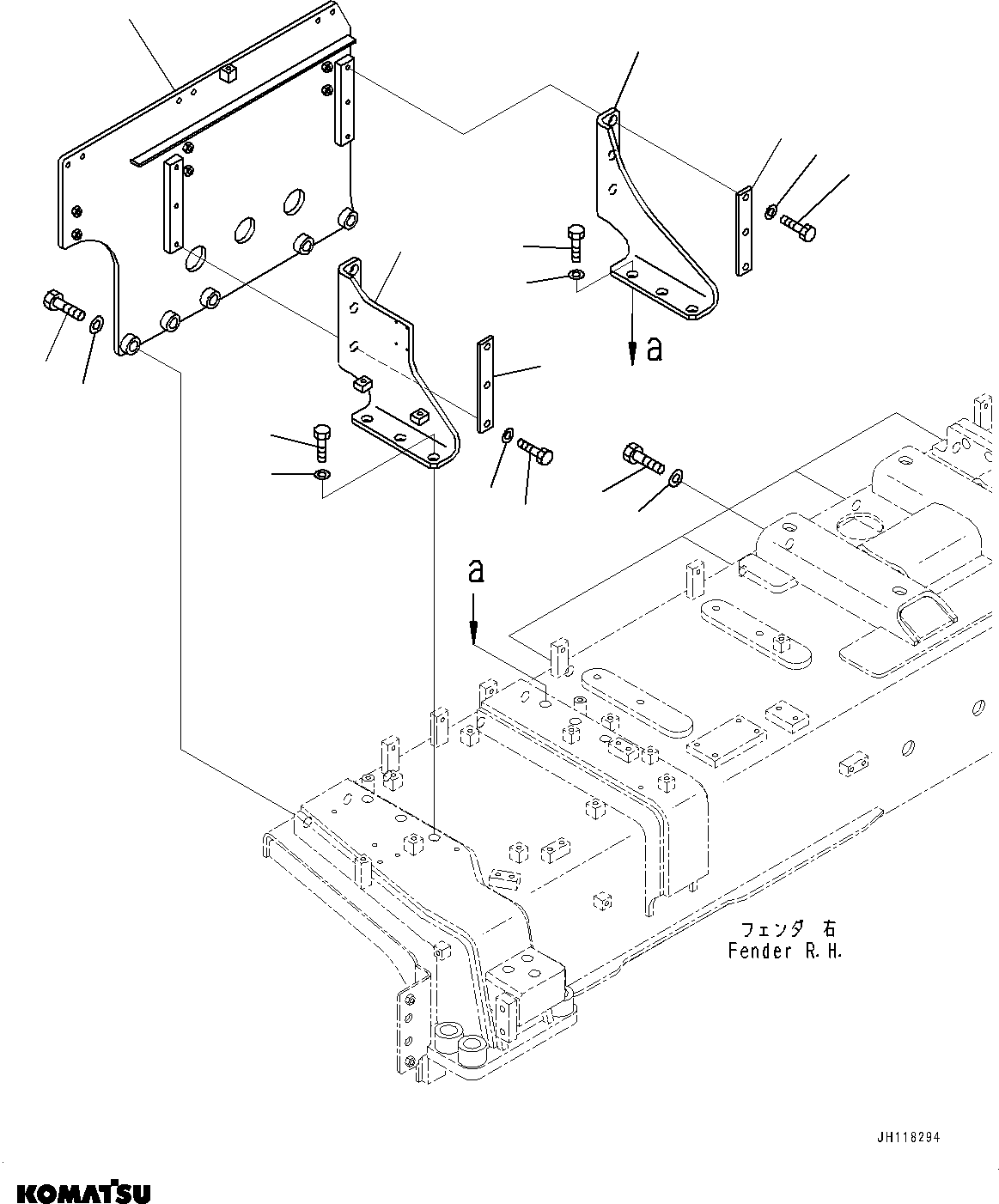 Komatsu parts book diagram for D375AI-8 S/N 81001-UP: LADDER RELATED PARTS, BRACKET(#81001-)