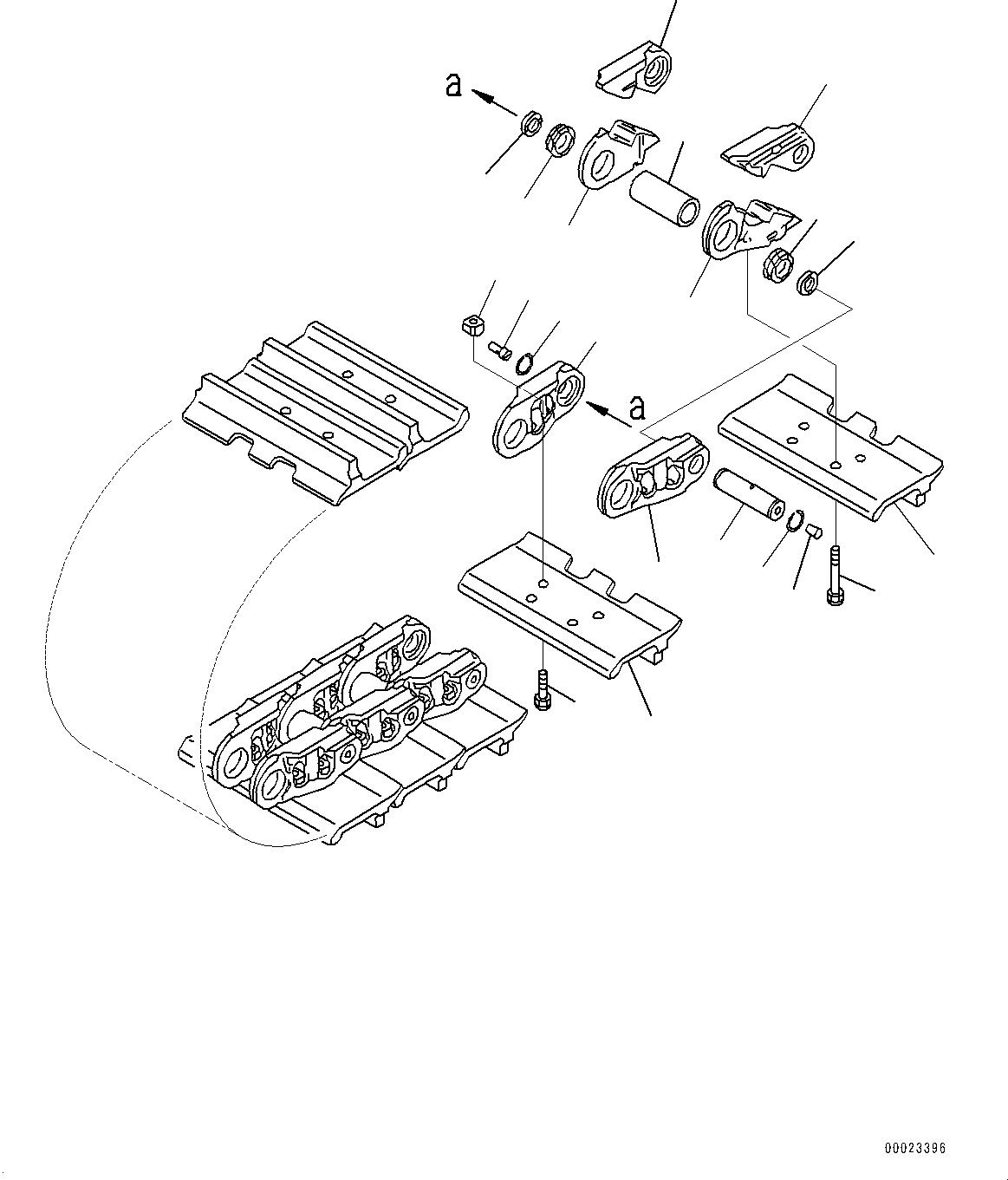 Komatsu parts book diagram for D375AI-8 S/N 81001-UP: TRACK SHOE ASSEMBLY, (SINGLE GROUSER SHOE, 710MM WIDTH, SEALED AND LUBRICATED TYPE, WEDGE RING, 8 TRACK ROLLER, 82 SET)(#80015-)