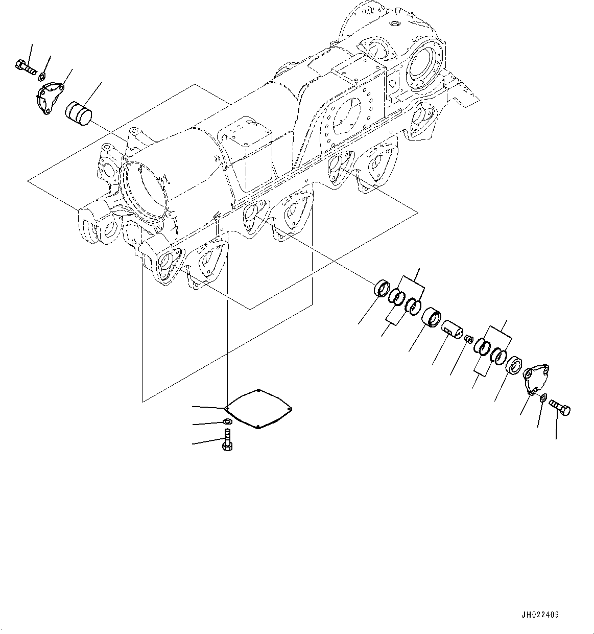 Komatsu parts book diagram for D375AI-8 S/N 81001-UP: TRACK FRAME, 2ND, 3RD AND 4TH BOGIE MOUNTING, L.H.(#80015-80093)