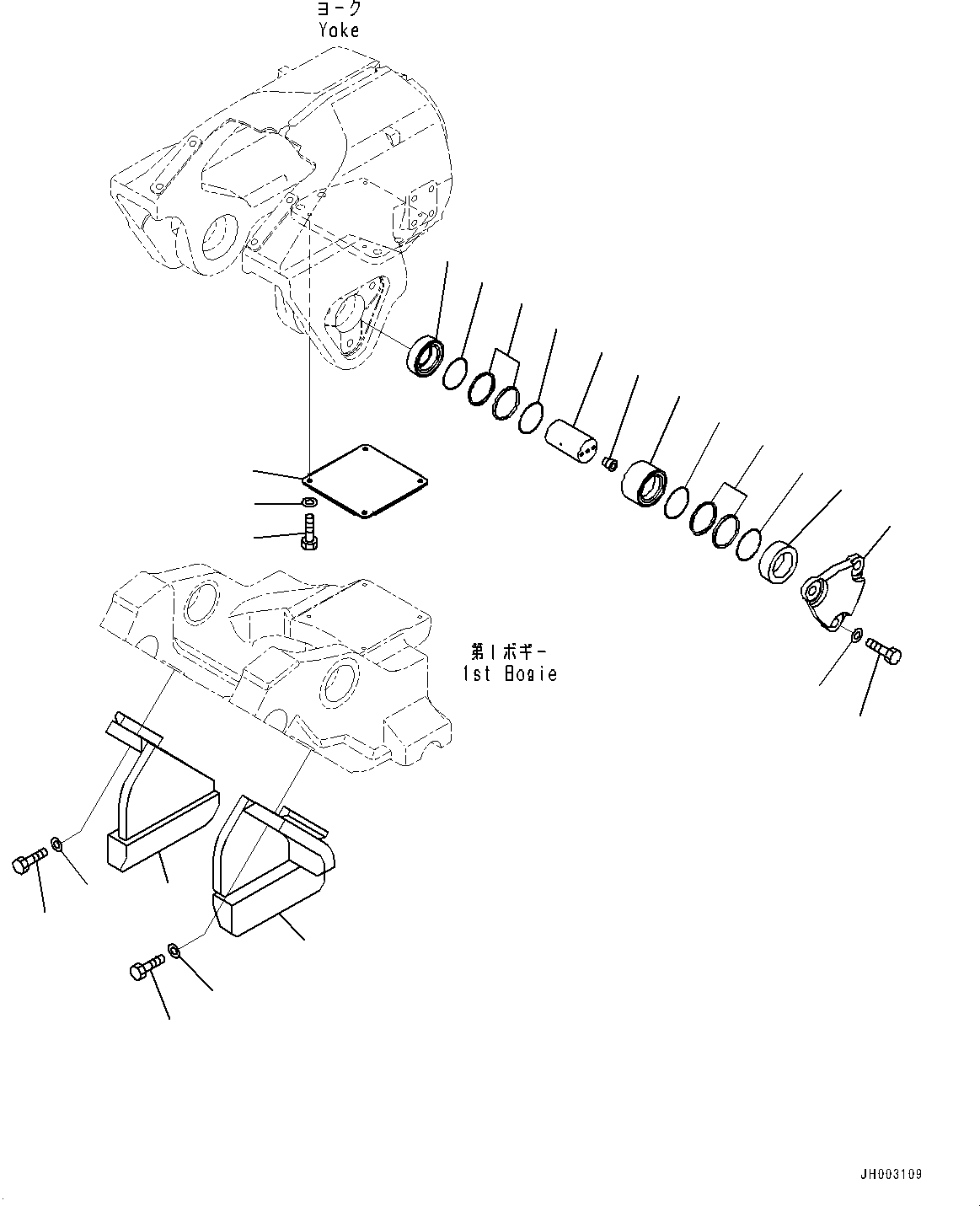 Komatsu parts book diagram for D375AI-8 S/N 81001-UP: TRACK FRAME, 1ST BOGIE MOUNTING, R.H.(#80094-)
