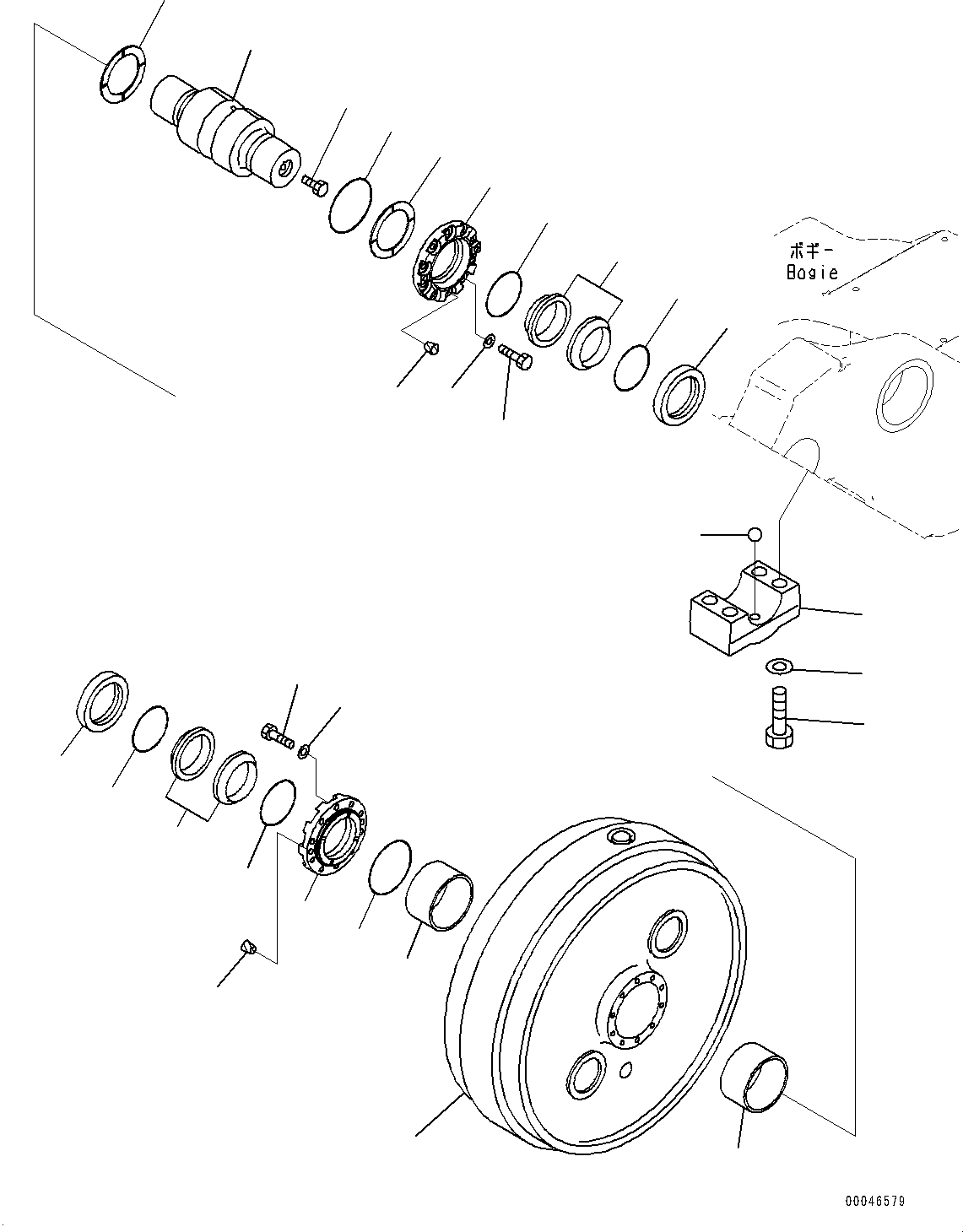 Komatsu parts book diagram for D375AI-8 S/N 81001-UP: TRACK FRAME, FRONT IDLER, R.H.(#80094-)