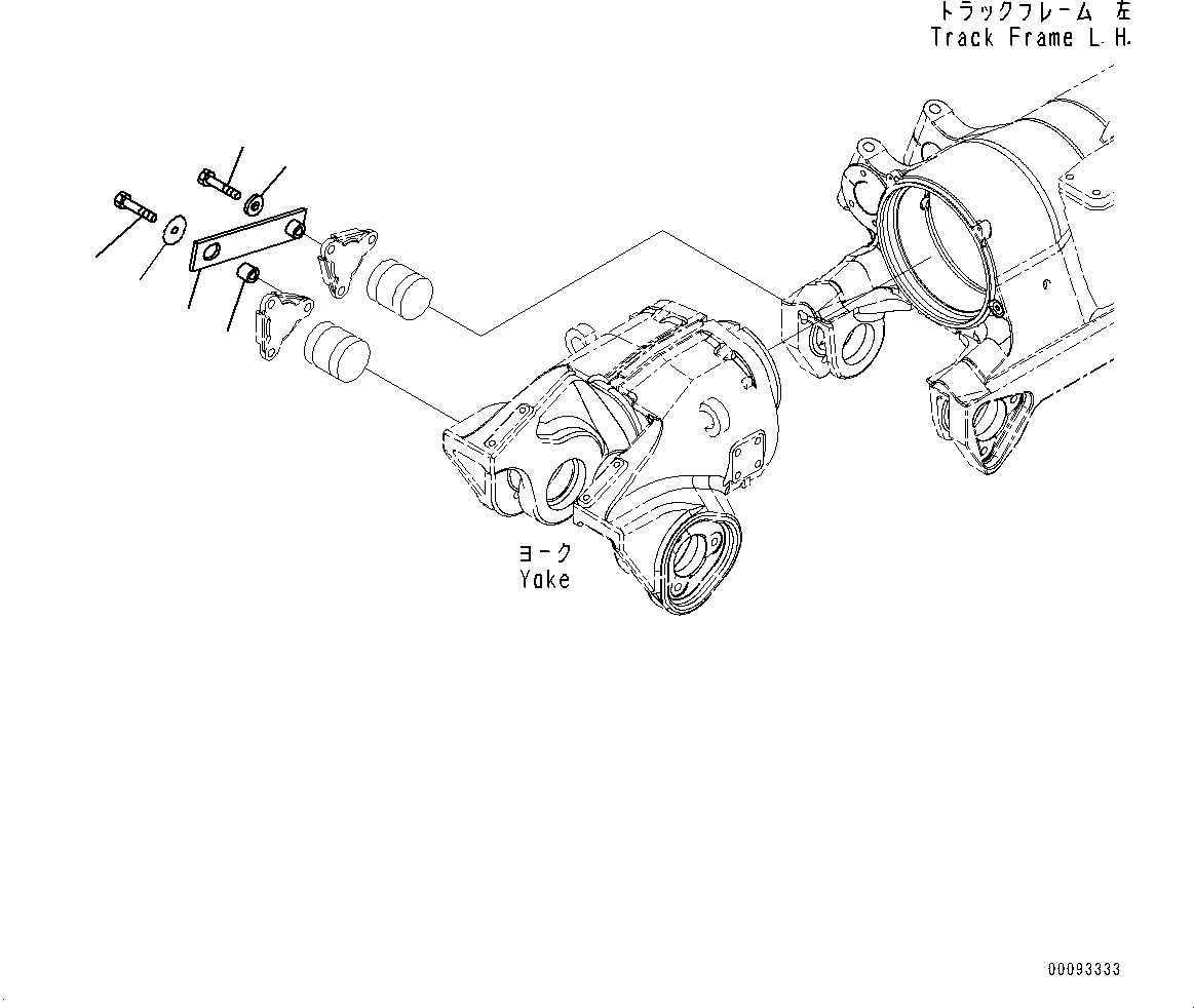 Komatsu parts book diagram for D375AI-8 S/N 81001-UP: TRACK FRAME, SHIPPING PARTS, L.H.(#80015-80093)