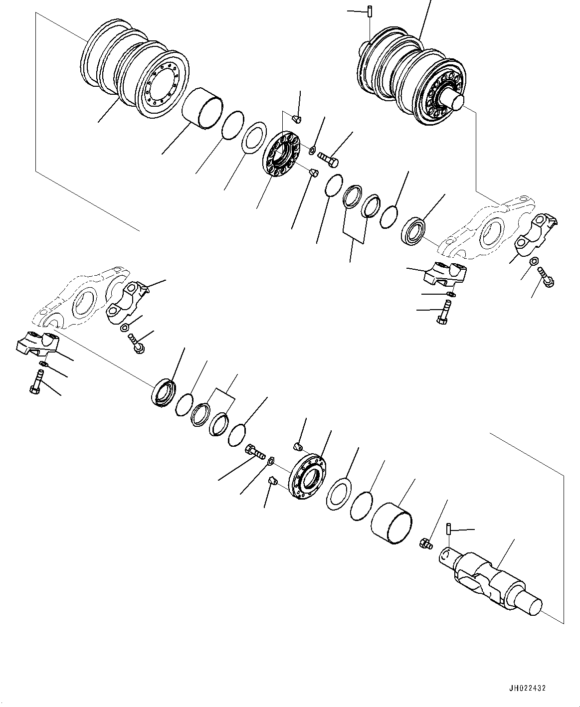 Komatsu parts book diagram for D375AI-8 S/N 81001-UP: TRACK FRAME, TRACK ROLLER, R.H., 2/2(#80094-)