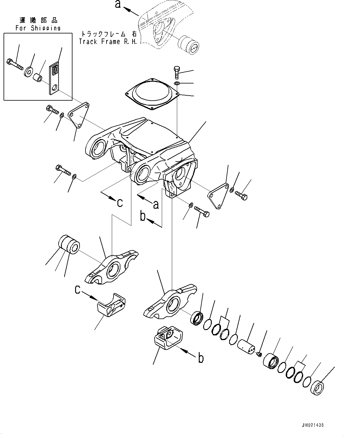 Komatsu parts book diagram for D375AI-8 S/N 81001-UP: TRACK FRAME, 4TH BOGIE, R.H. (COLD AREA SPECIFICATION A (-30 DEG C))(#80094-)