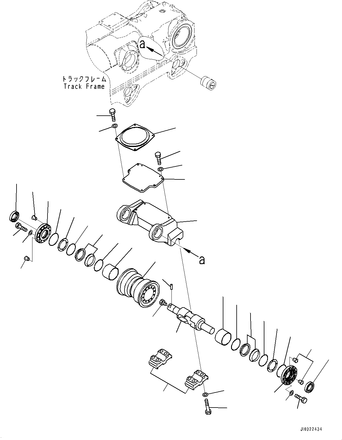 Komatsu parts book diagram for D375AI-8 S/N 81001-UP: TRACK FRAME, 5TH BOGIE AND TRACK ROLLER, R.H.(#80094-)