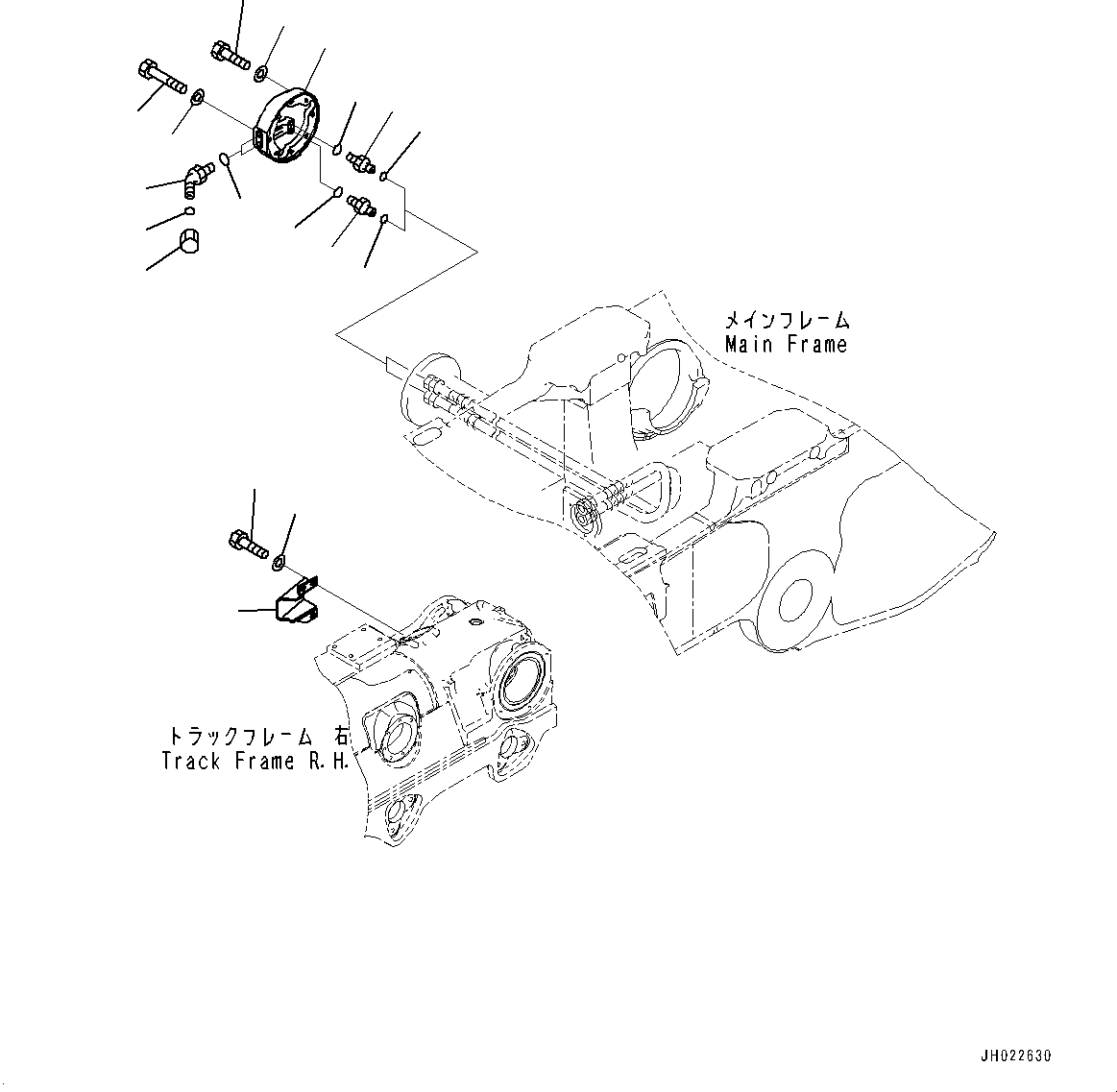 Komatsu parts book diagram for D375AI-8 S/N 81001-UP: TRACK FRAME, ELBOW AND COVER, R.H.(#80094-)