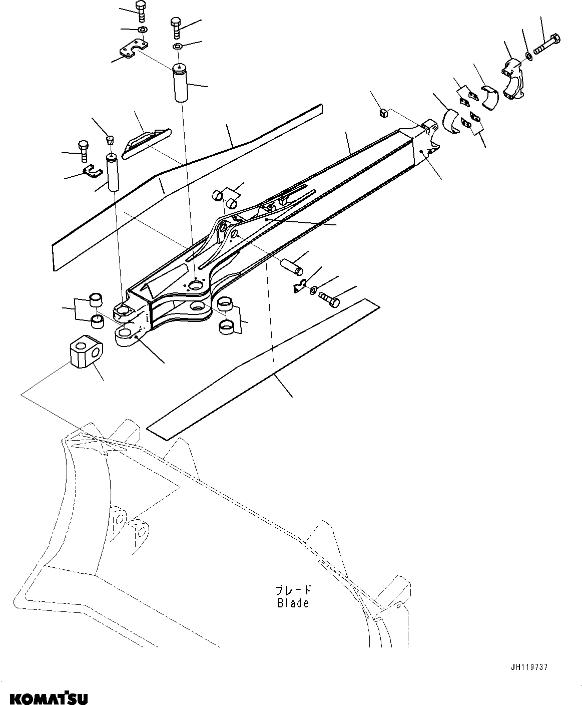 Komatsu parts book diagram for D375AI-8 S/N 81001-UP: DOZER FRAME, FRAME R.H.(#80232-)