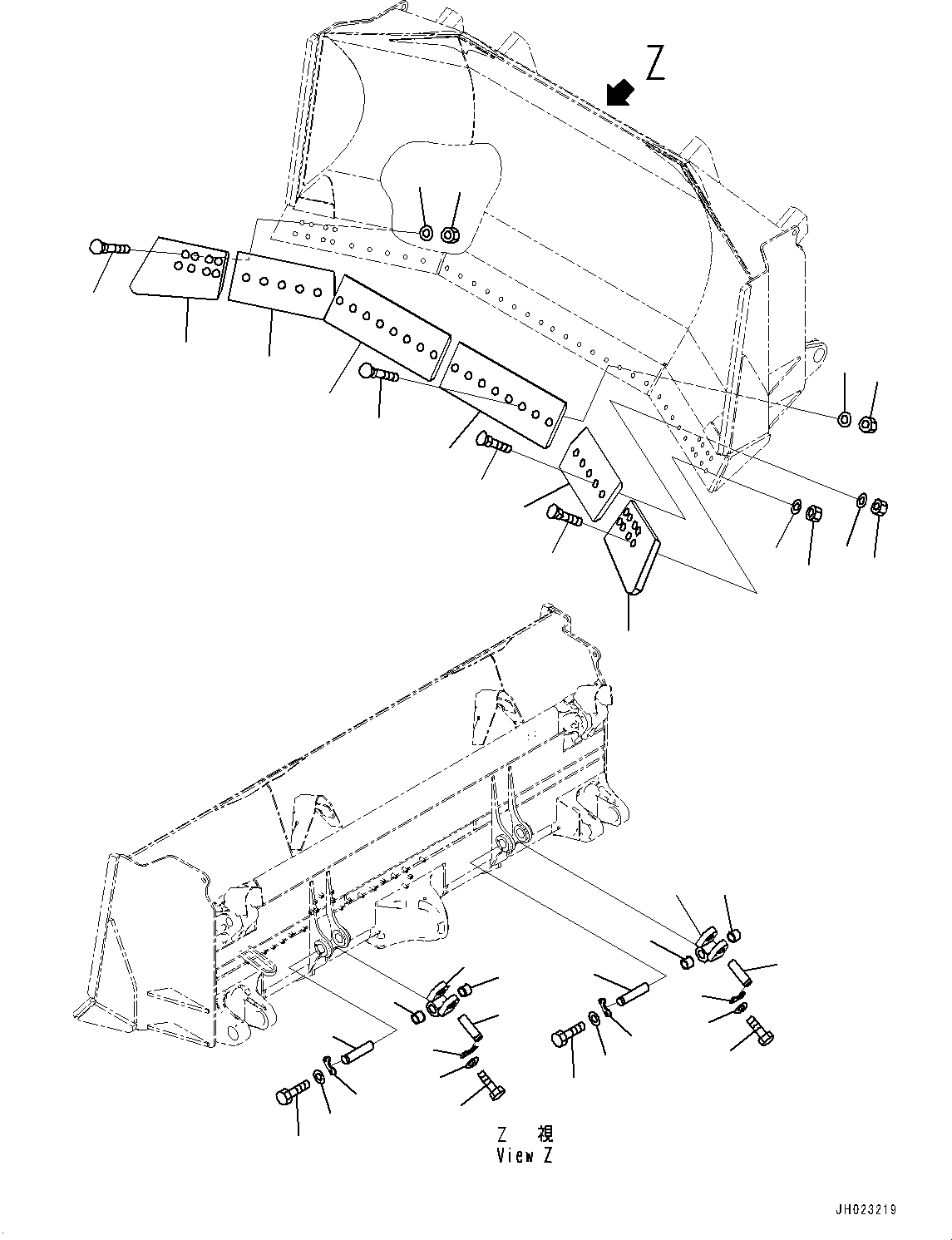 Komatsu parts book diagram for D375AI-8 S/N 81001-UP: DOZER BLADE, CUTTING EDGE AND END BIT (U DOZER)(#80015-)